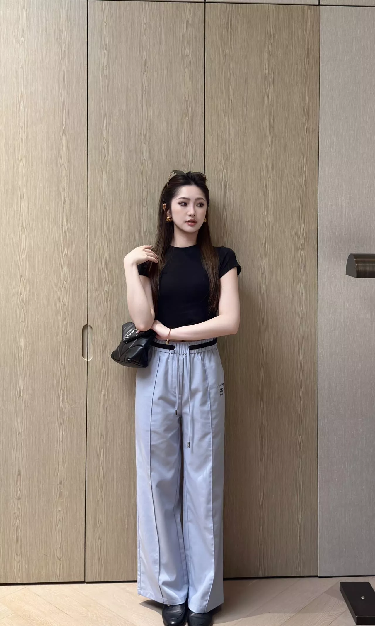 셀린느 배색 허리 밴딩 와이드 팬츠 상세 이미지 14