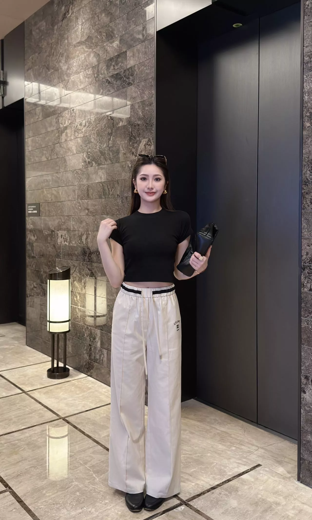 셀린느 배색 허리 밴딩 와이드 팬츠 상세 이미지 33