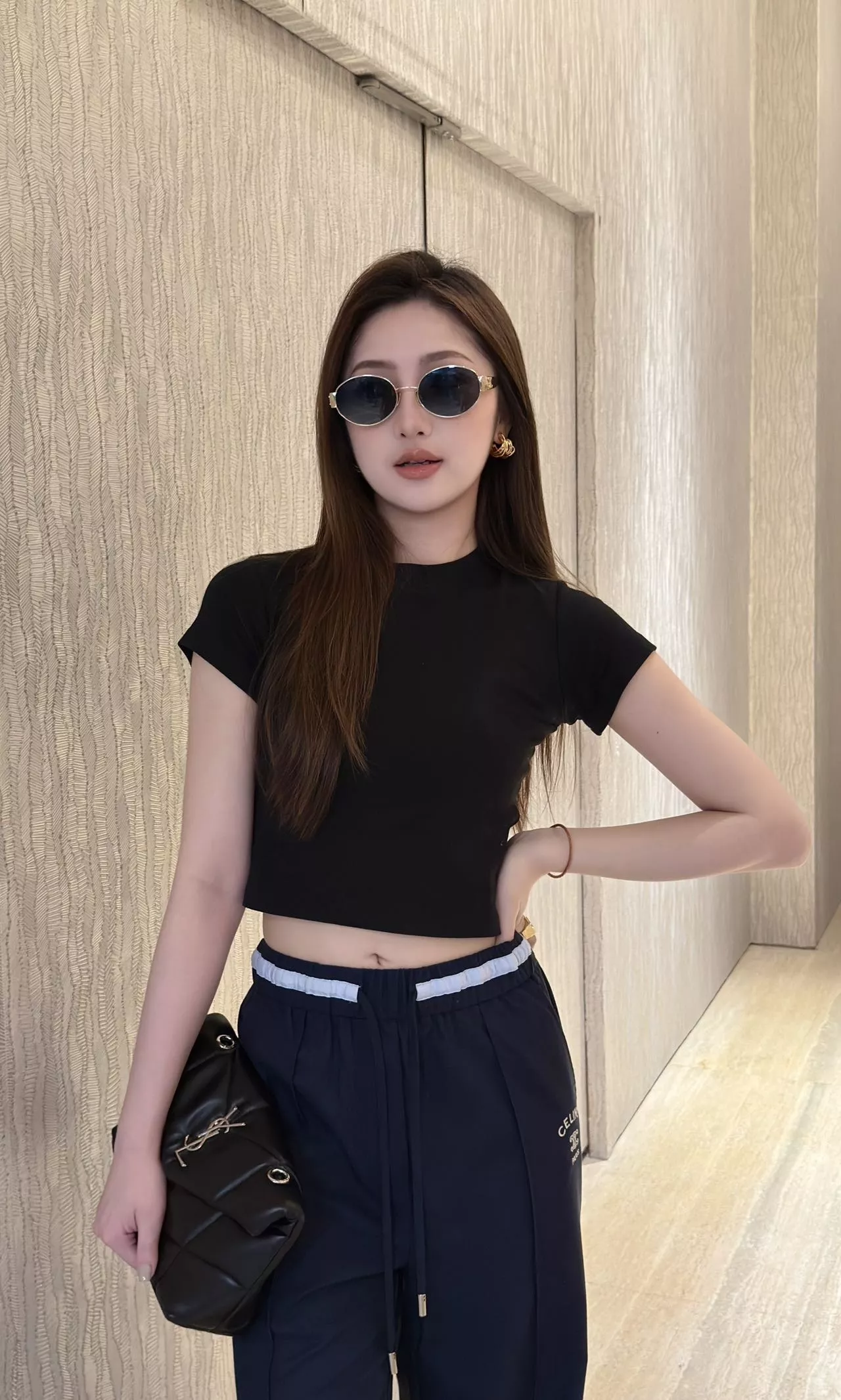 셀린느 배색 허리 밴딩 와이드 팬츠 상세 이미지 22