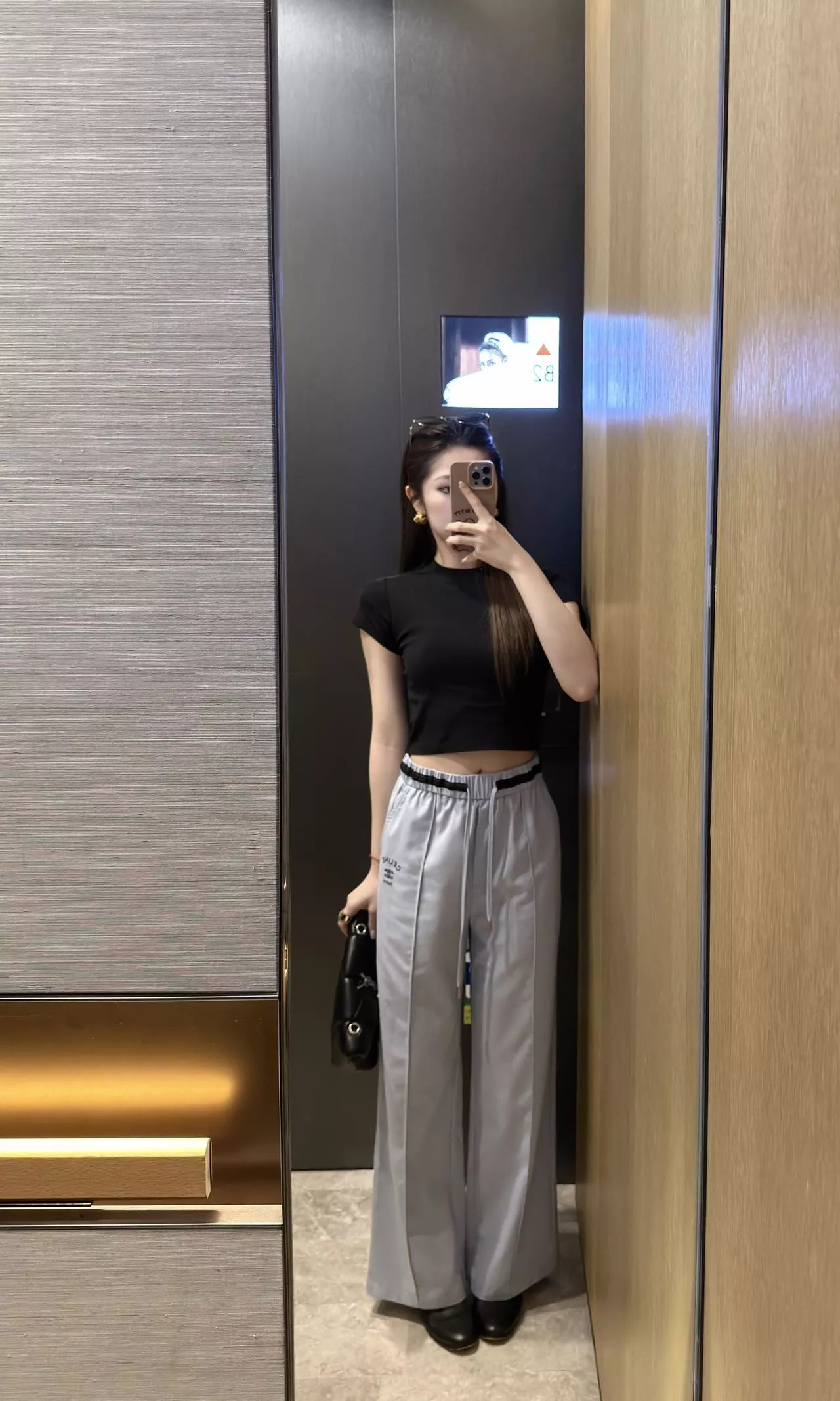 셀린느 배색 허리 밴딩 와이드 팬츠 상세 이미지 13