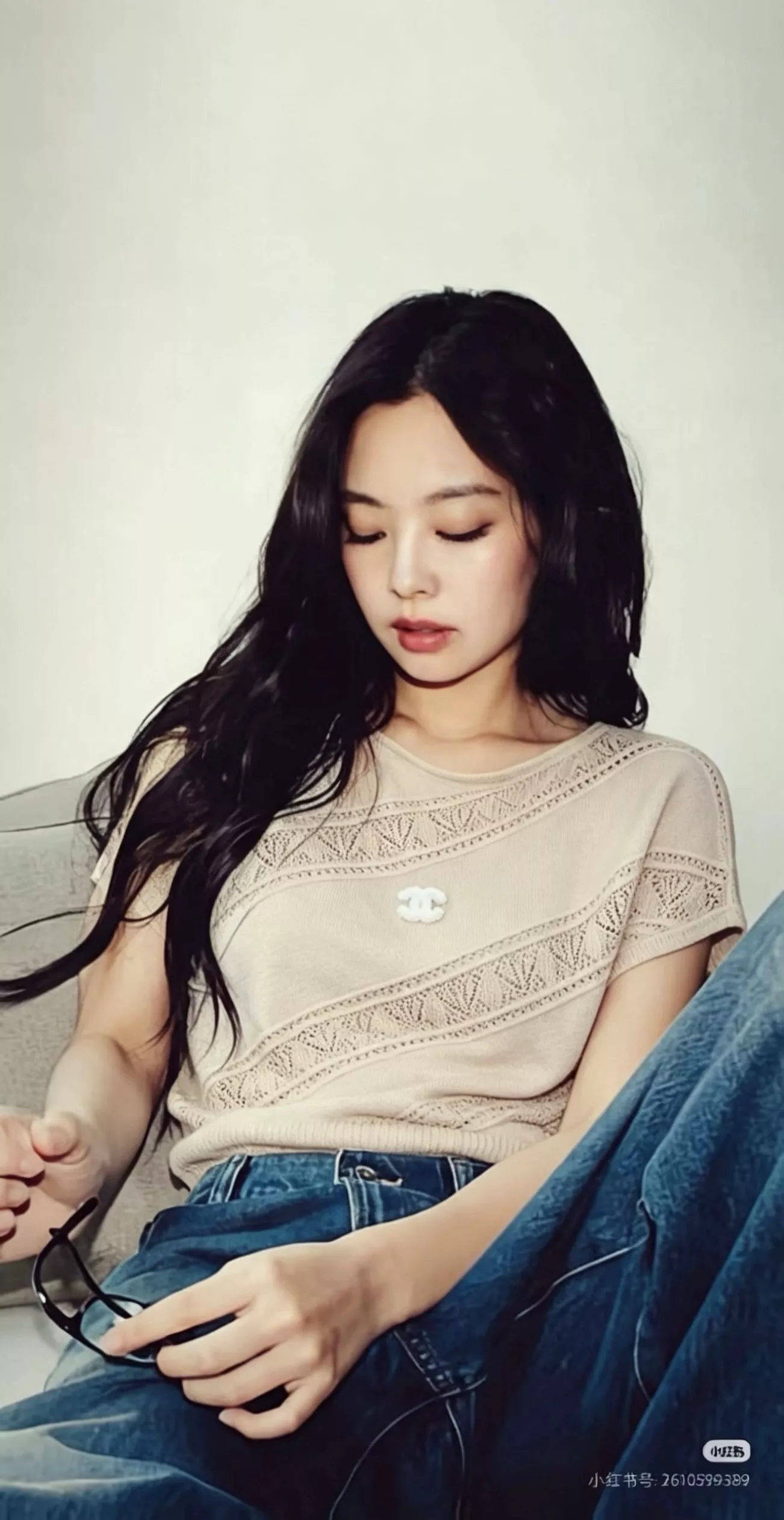 샤넬 사선 펀칭 디테일 니트 탑 상세 이미지 11