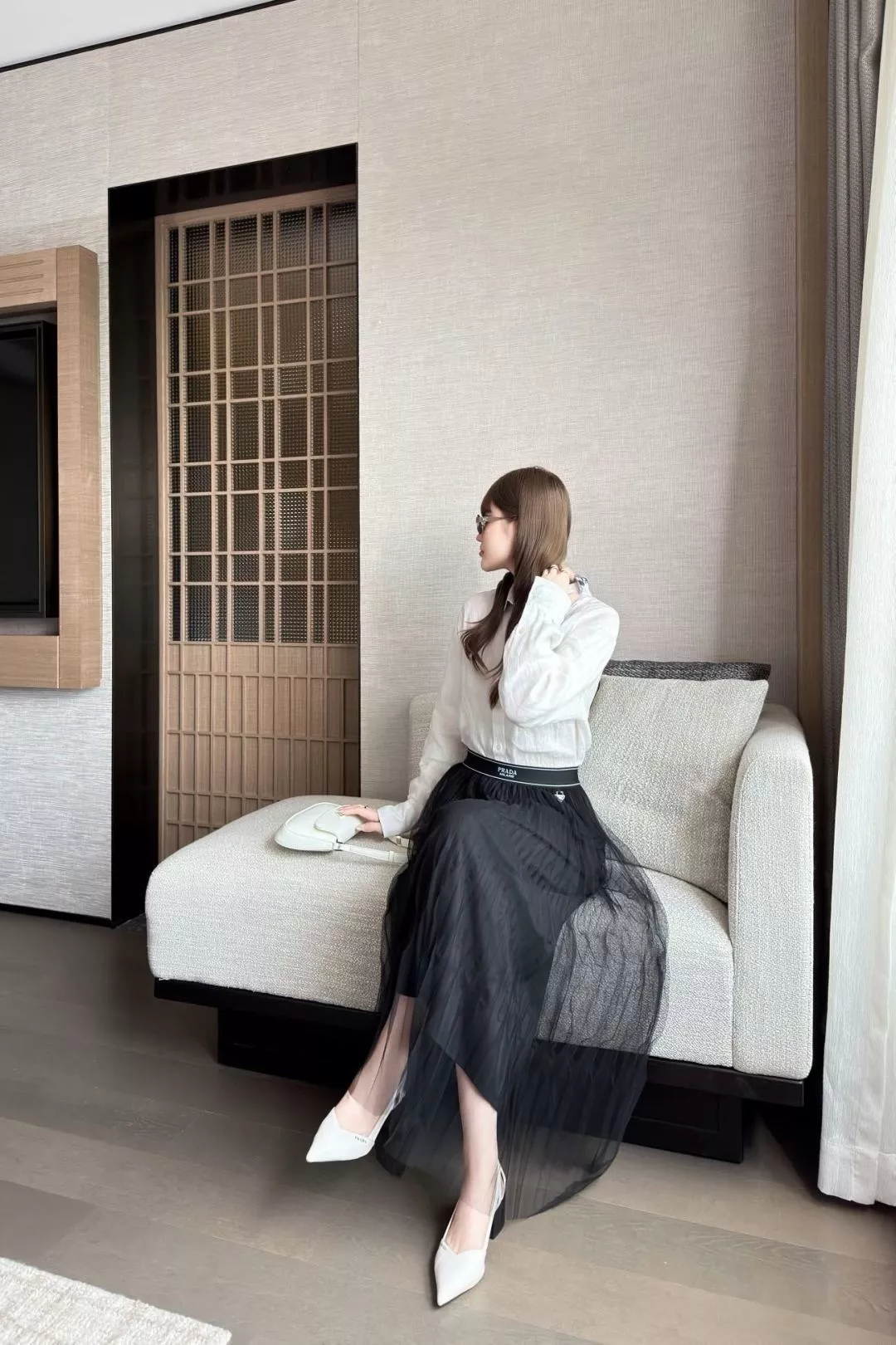프라다 메쉬 플리츠 밴딩 스커트 상세 이미지 28