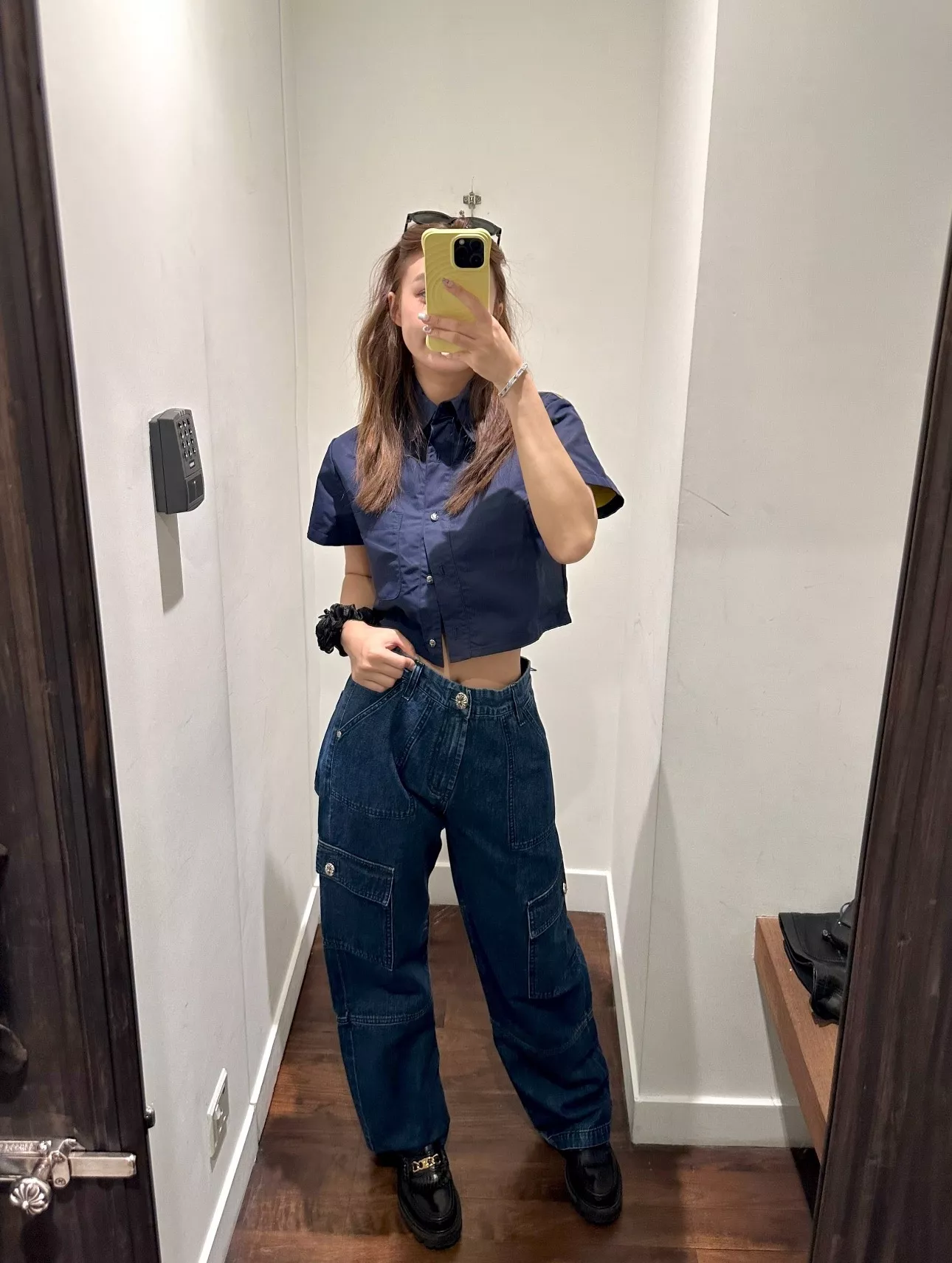노브랜드 워싱 블루 카고 와이드 진 상세 이미지 13