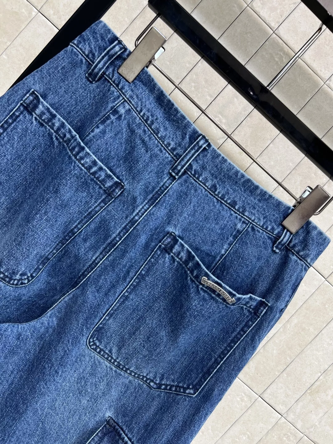 노브랜드 워싱 블루 카고 와이드 진 상세 이미지 7