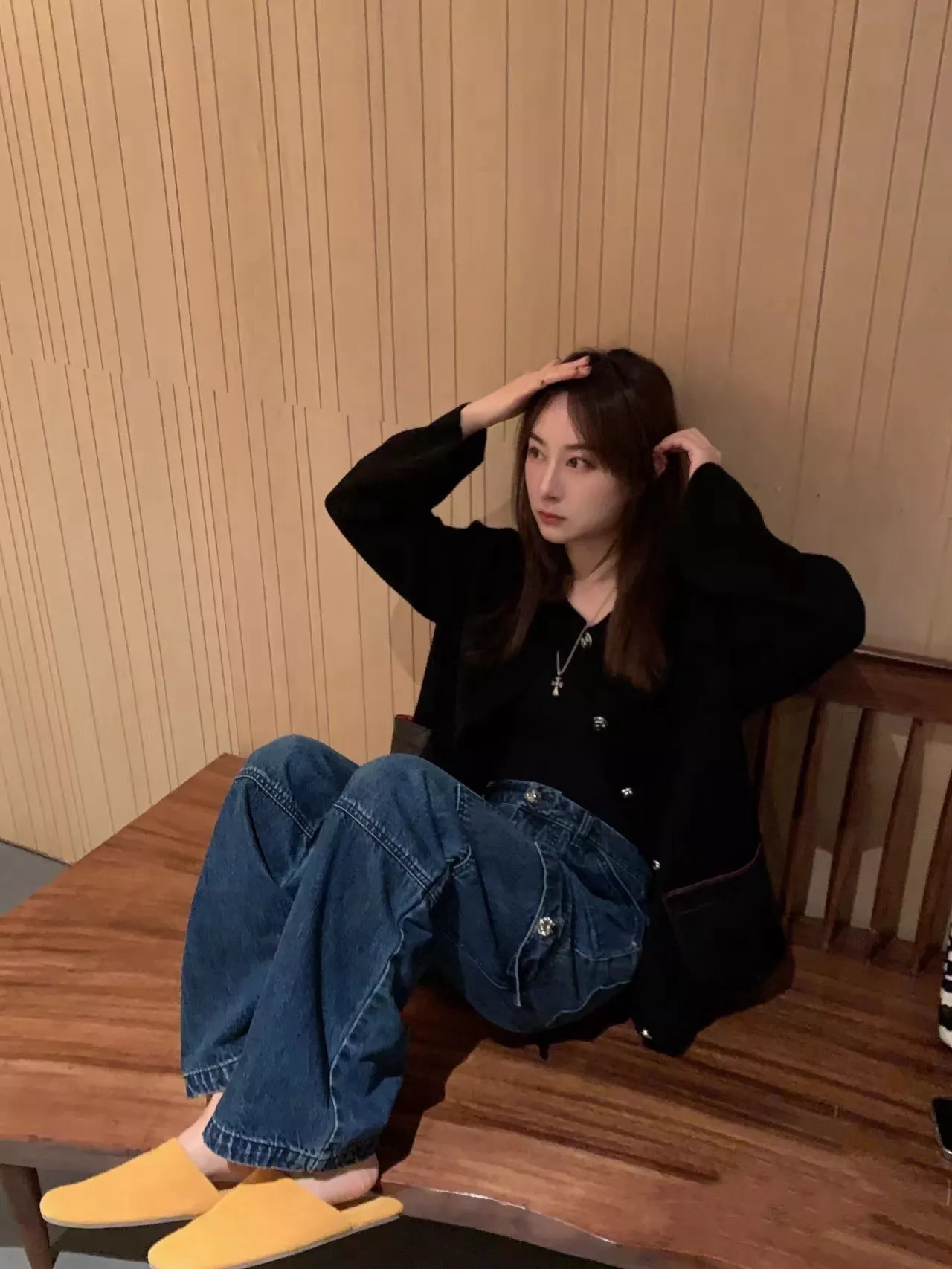 노브랜드 워싱 블루 카고 와이드 진 상세 이미지 18