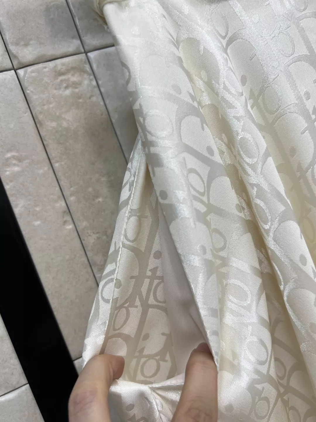 디올 자카드 벨트 플레어 스커트 상세 이미지 5