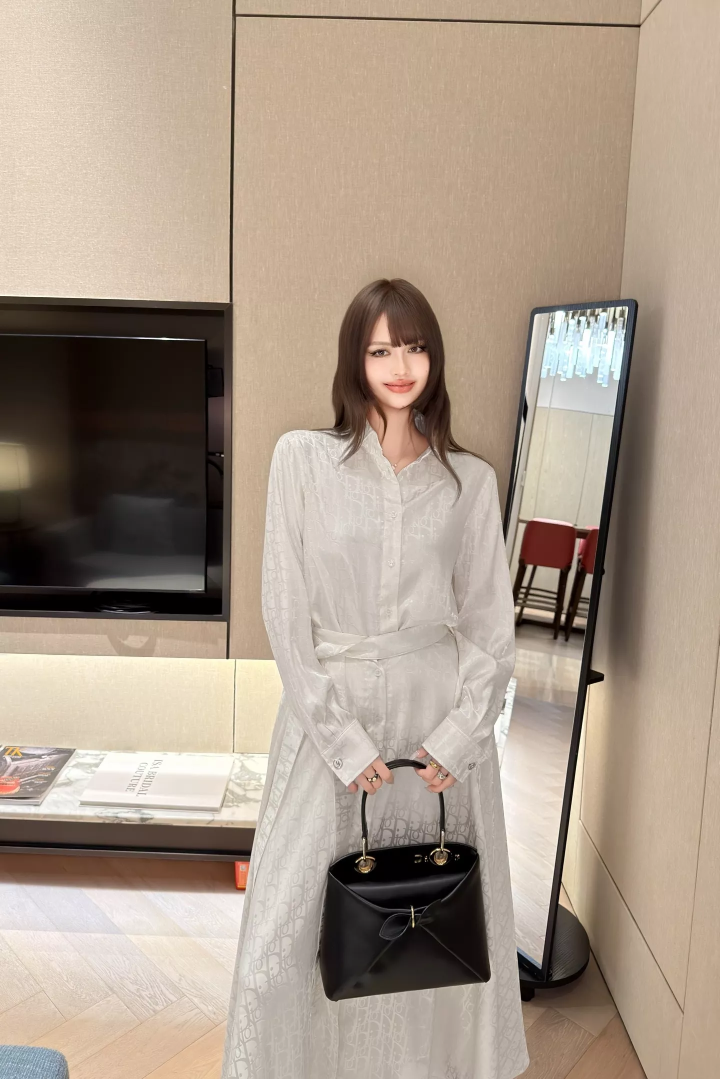 디올 자카드 벨트 플레어 스커트 상세 이미지 16
