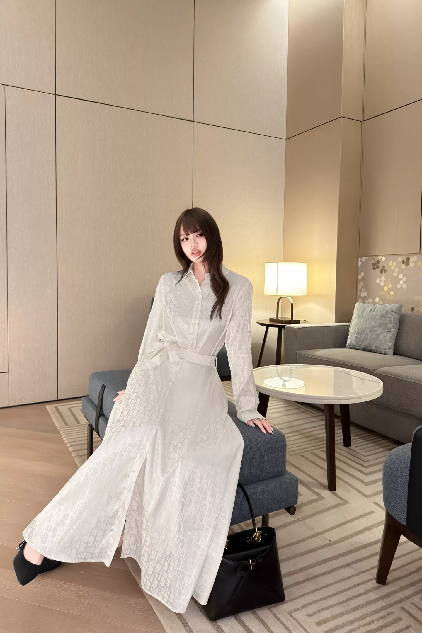 디올 자카드 벨트 플레어 스커트 상세 이미지 19