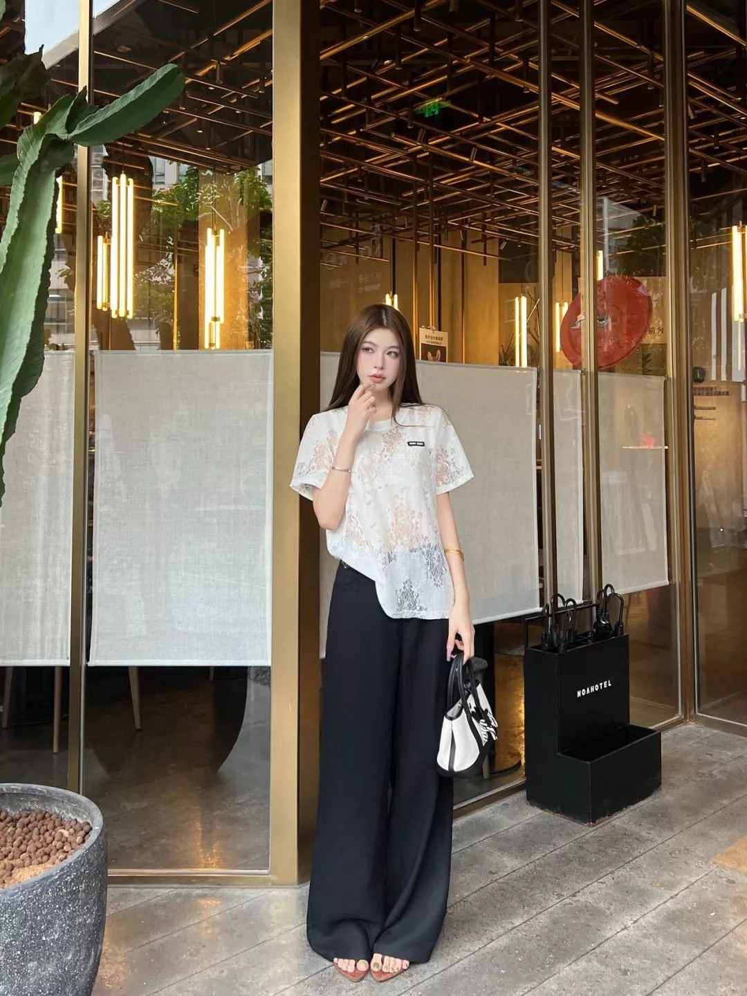 프라다 린넨 와이드 팬츠 상세 이미지 22