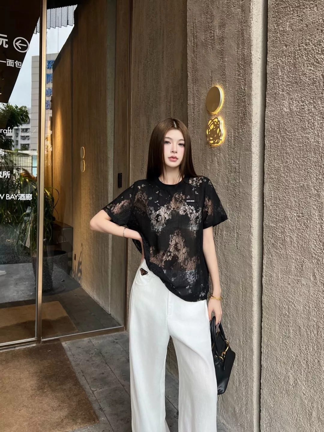 프라다 린넨 와이드 팬츠 상세 이미지 14