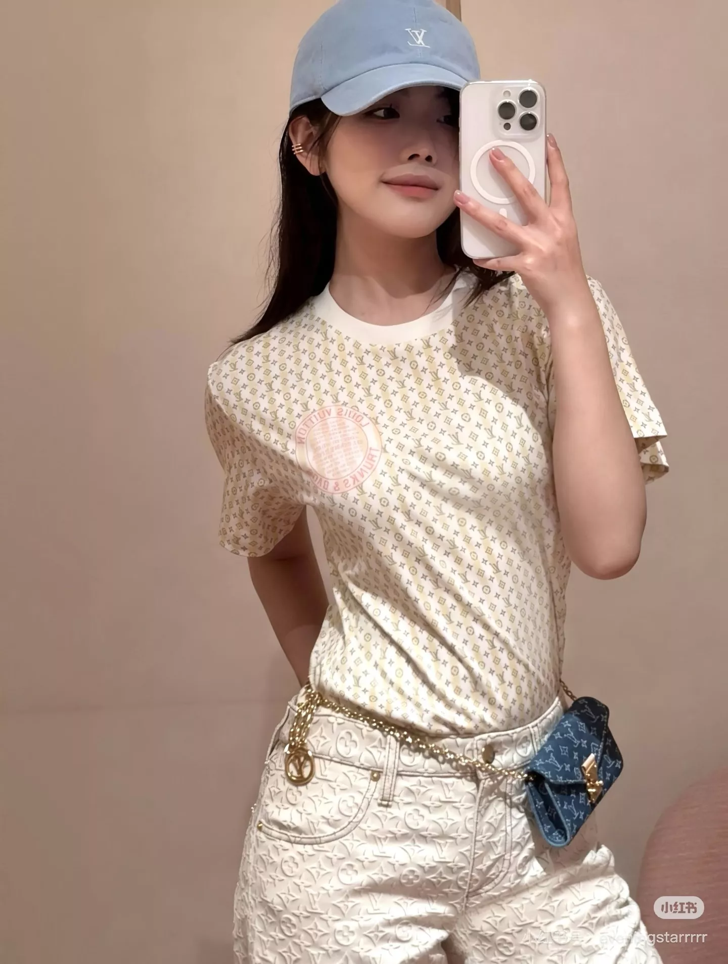 루이비통 모노그램 패턴 코튼 반팔 탑 상세 이미지 37
