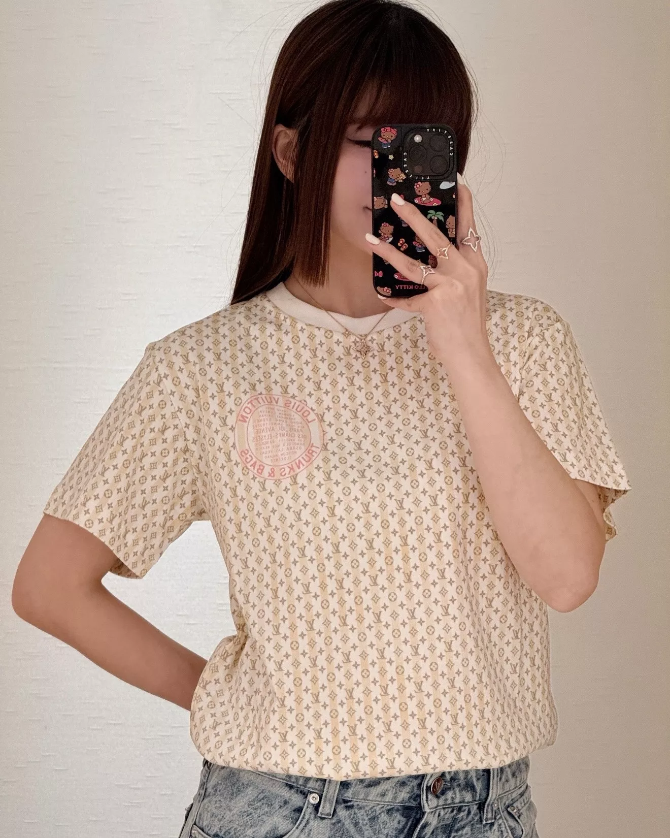 루이비통 모노그램 패턴 코튼 반팔 탑 상세 이미지 38