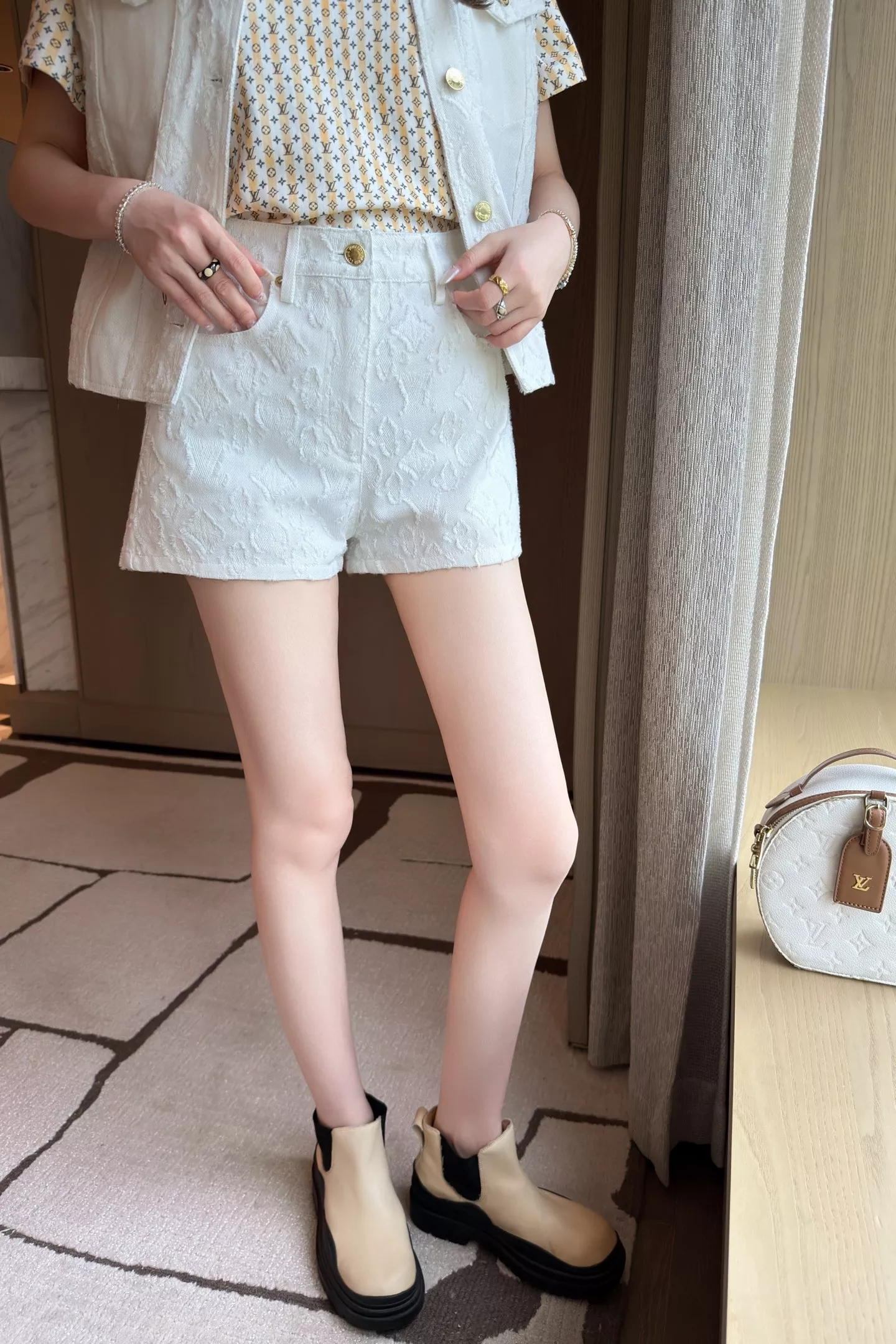 루이비통 화이트 자카드 데님 쇼츠 상세 이미지 22