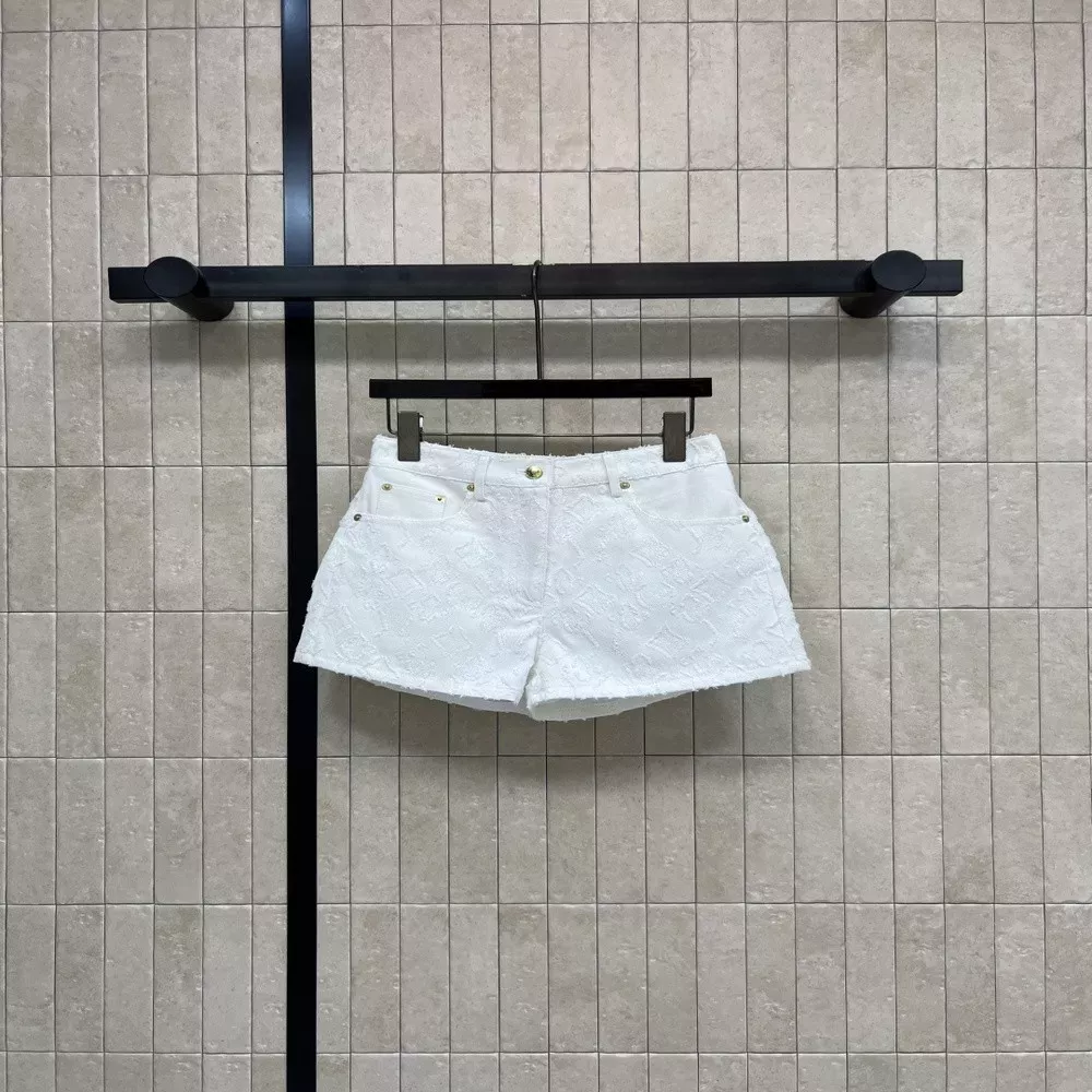 루이비통 화이트 자카드 데님 쇼츠