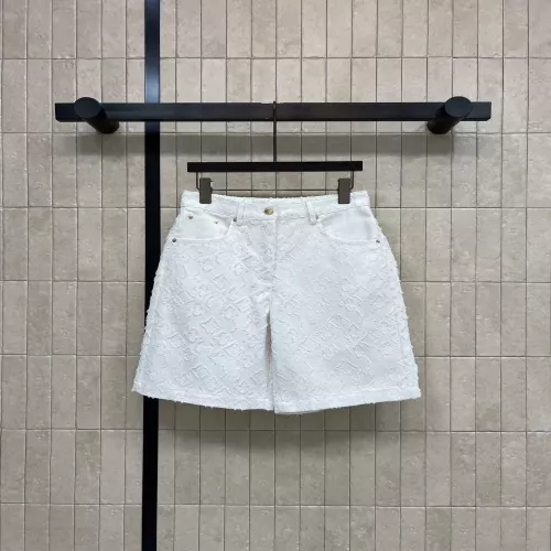 루이비통 화이트 자카드 데님 버뮤다 팬츠