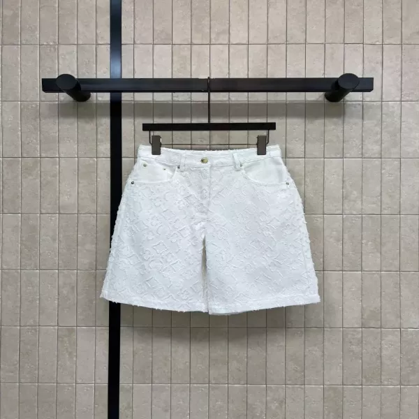 루이비통 화이트 자카드 데님 버뮤다 팬츠