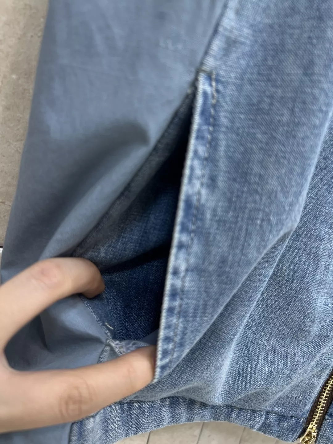 루이비통 후드 디테일 워싱 데님 베스트 상세 이미지 4