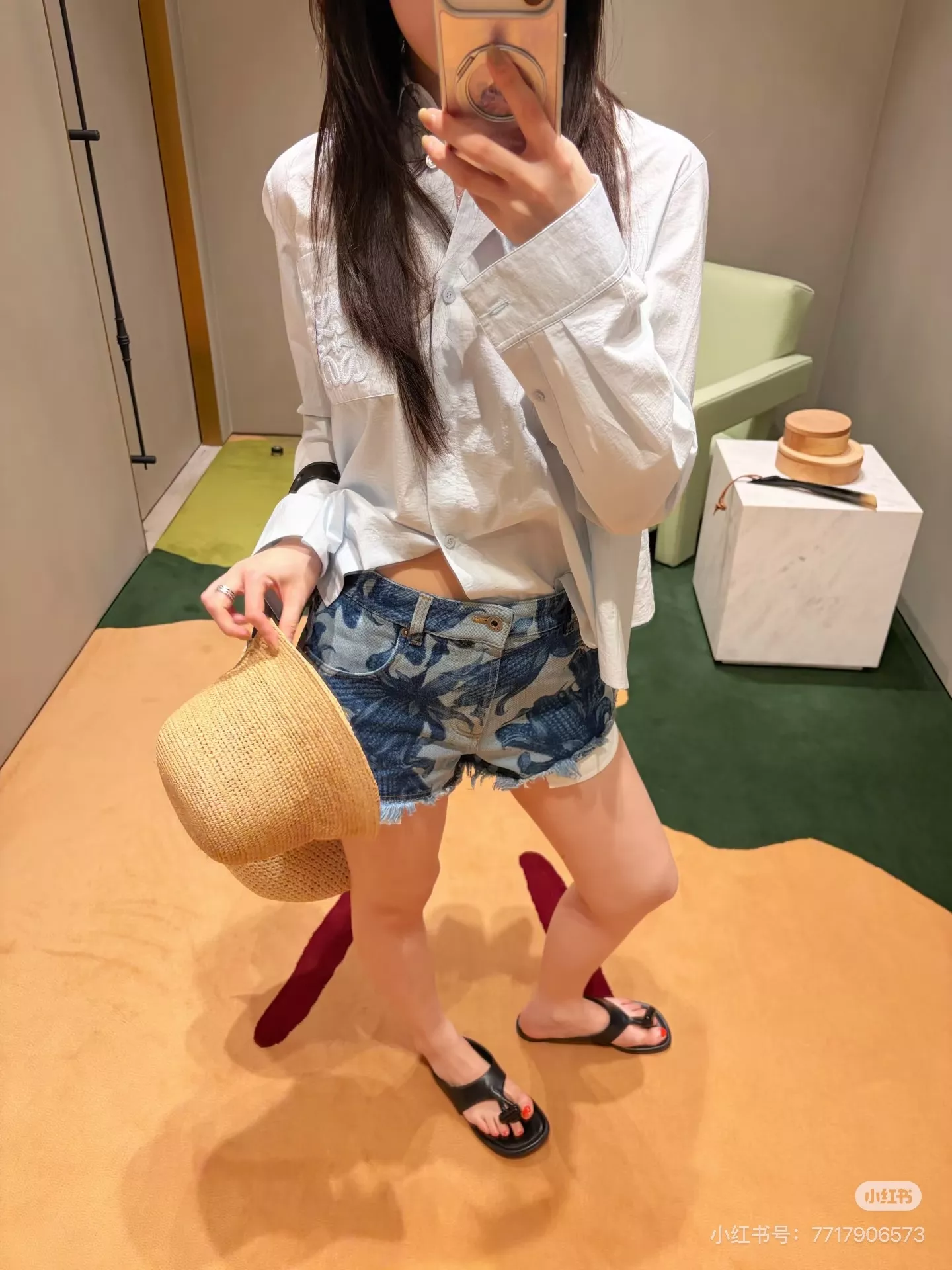 로에베 이비자 무드 프린트 데님 쇼츠 상세 이미지 20