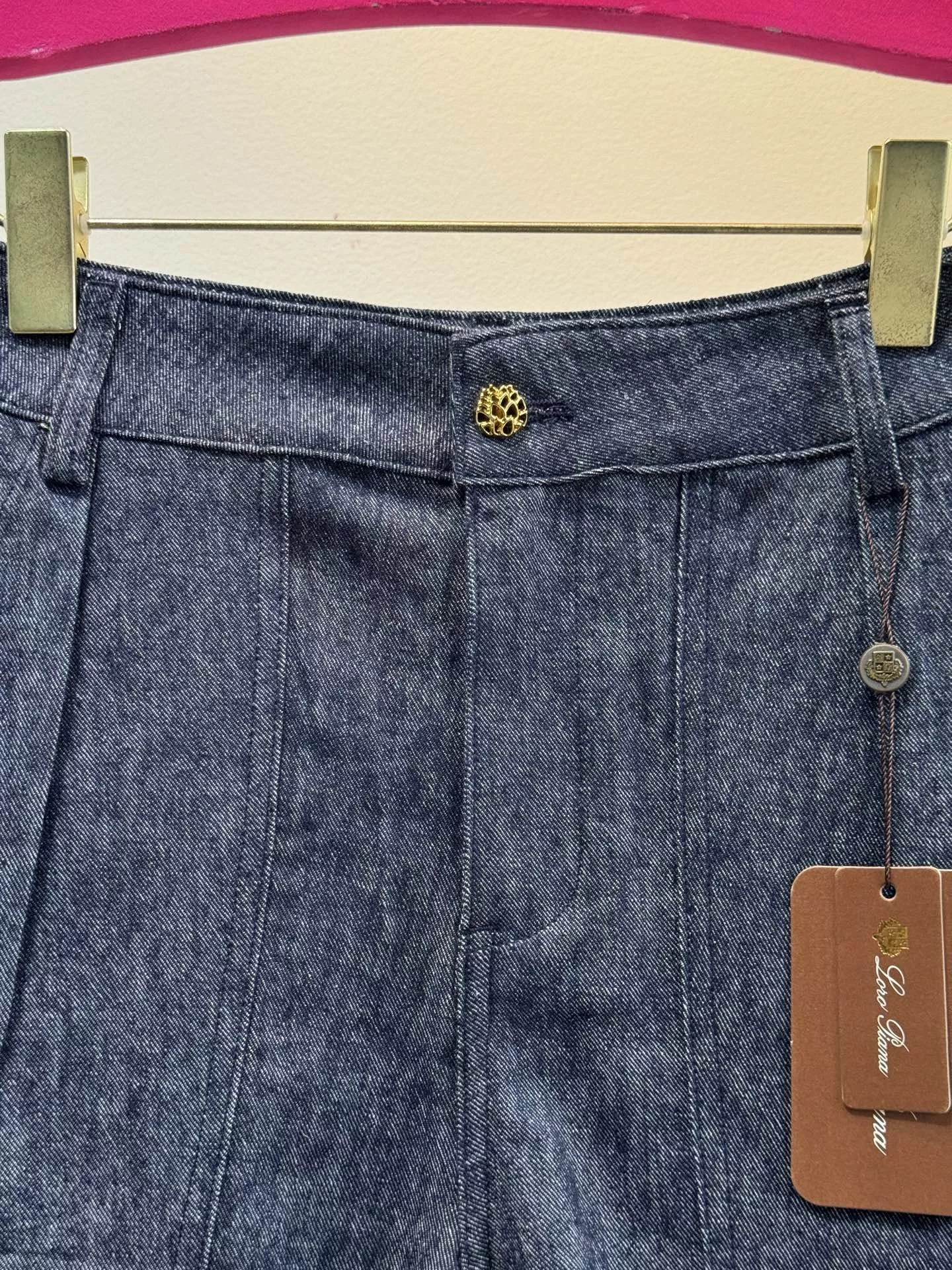 로로피아나 린넨 코튼 혼방 데님 쇼츠 상세 이미지 3