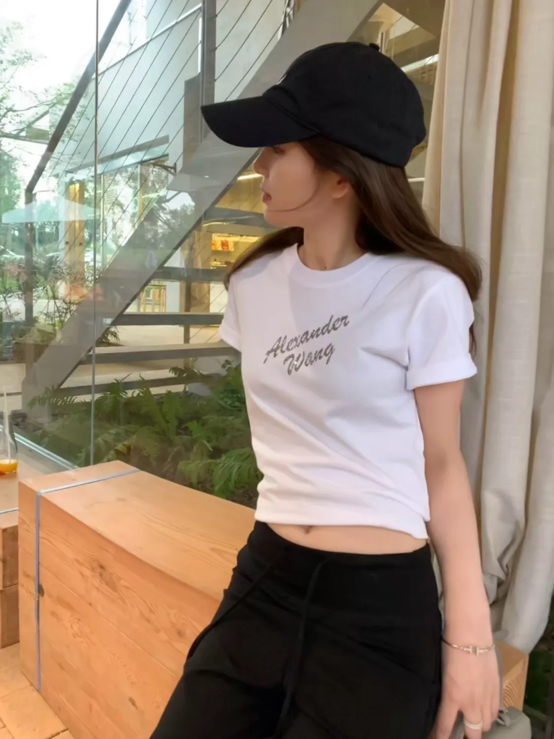 알렉산더왕 레터링 핫픽스 슬림 반팔 탑 상세 이미지 31