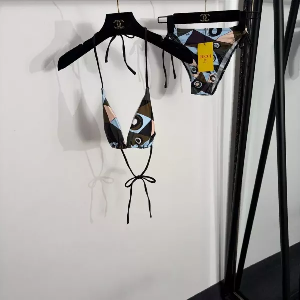 푸치 기하학 배색 프린트 분리형 수영복 세트