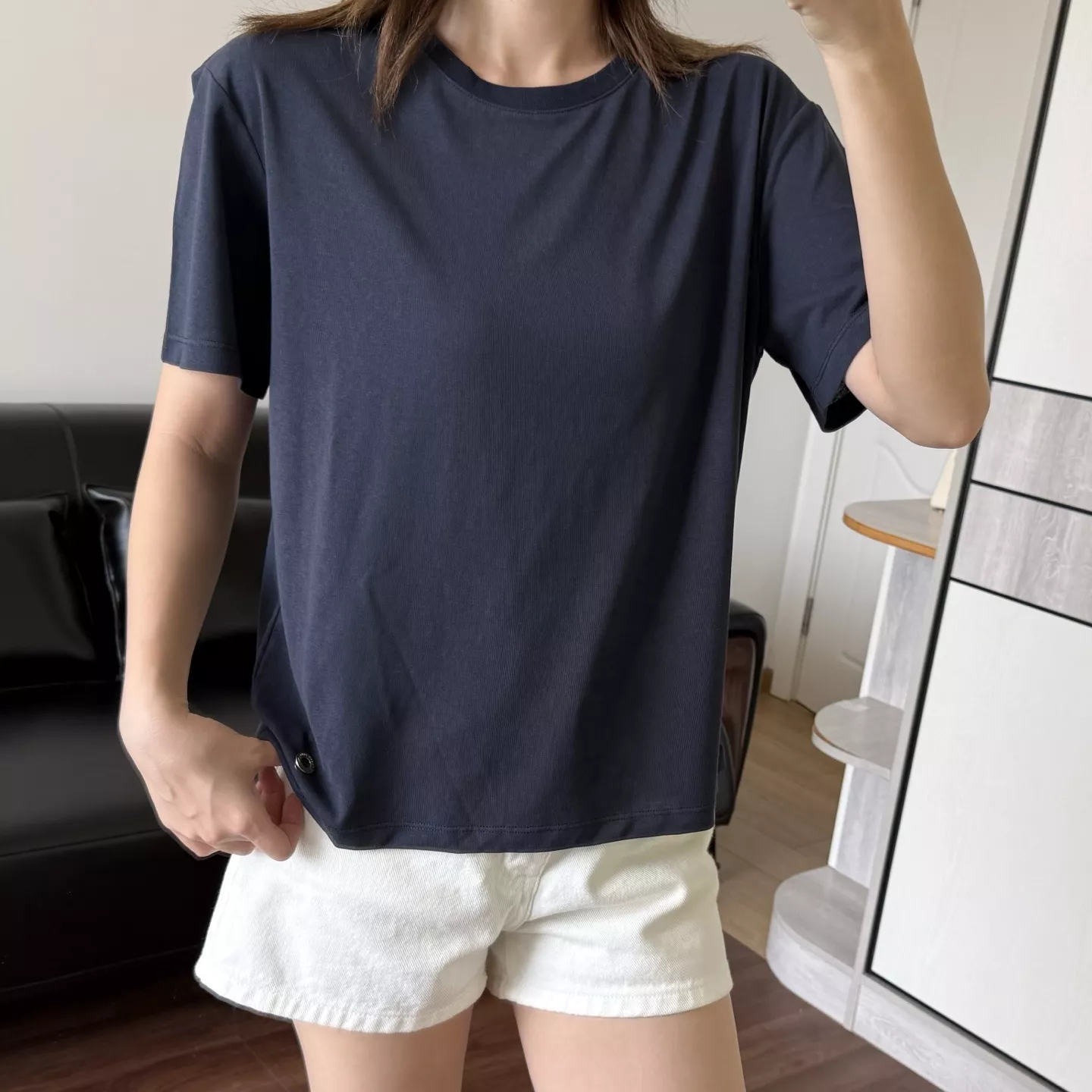 로로피아나 미니멀 라운드 반팔 탑 상세 이미지 39