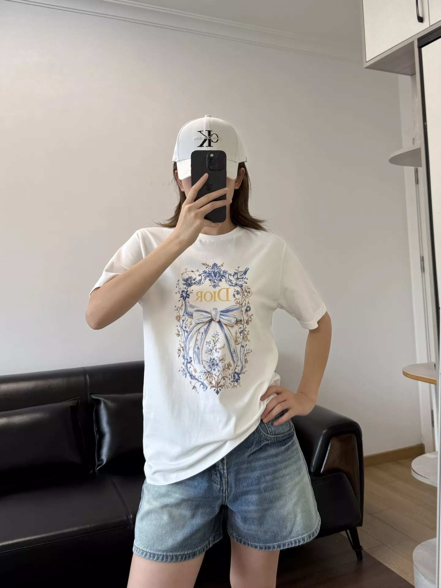 디올 버터플라이 프린트 코튼 반팔 탑 상세 이미지 35