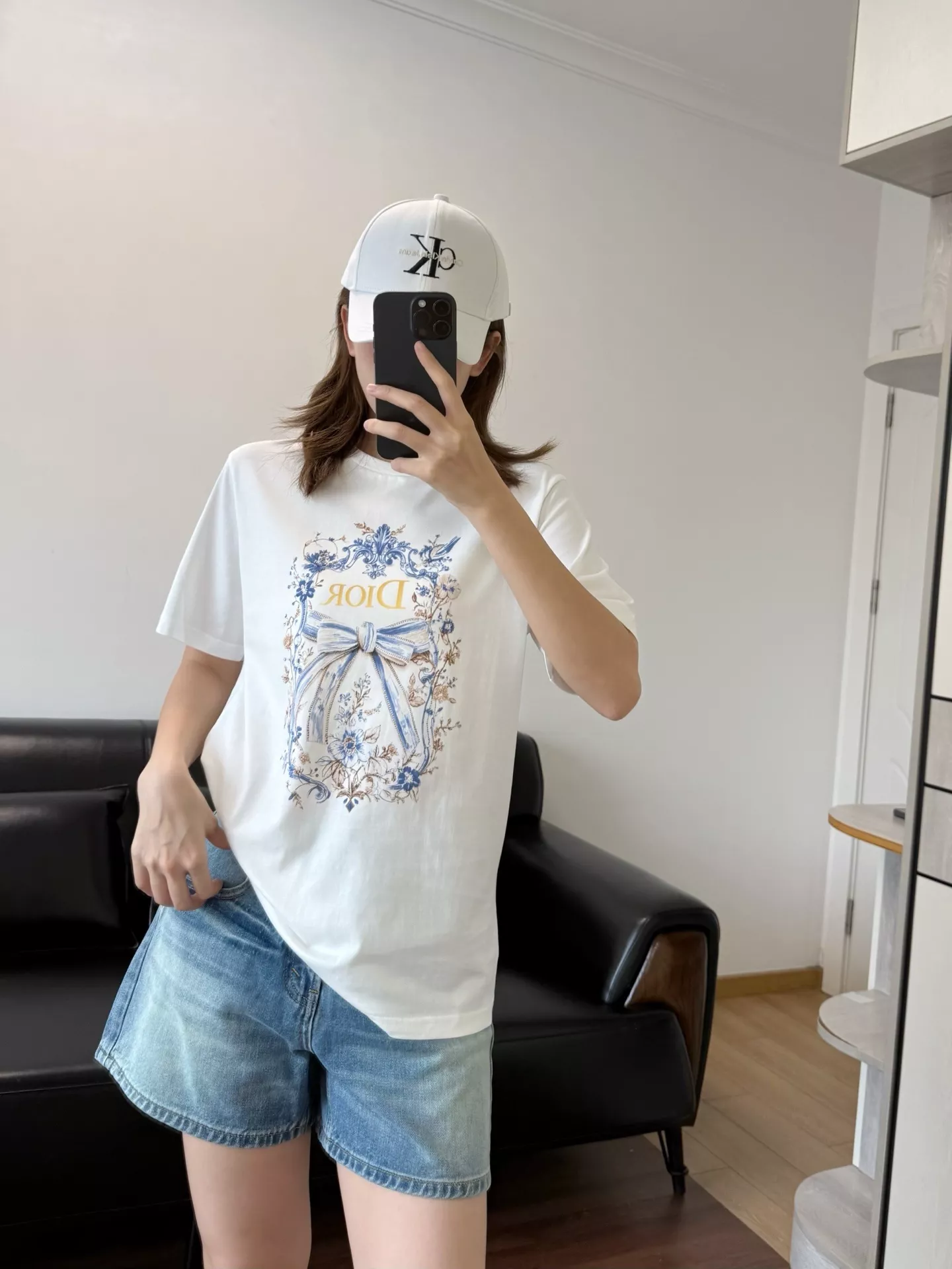 디올 버터플라이 프린트 코튼 반팔 탑 상세 이미지 31