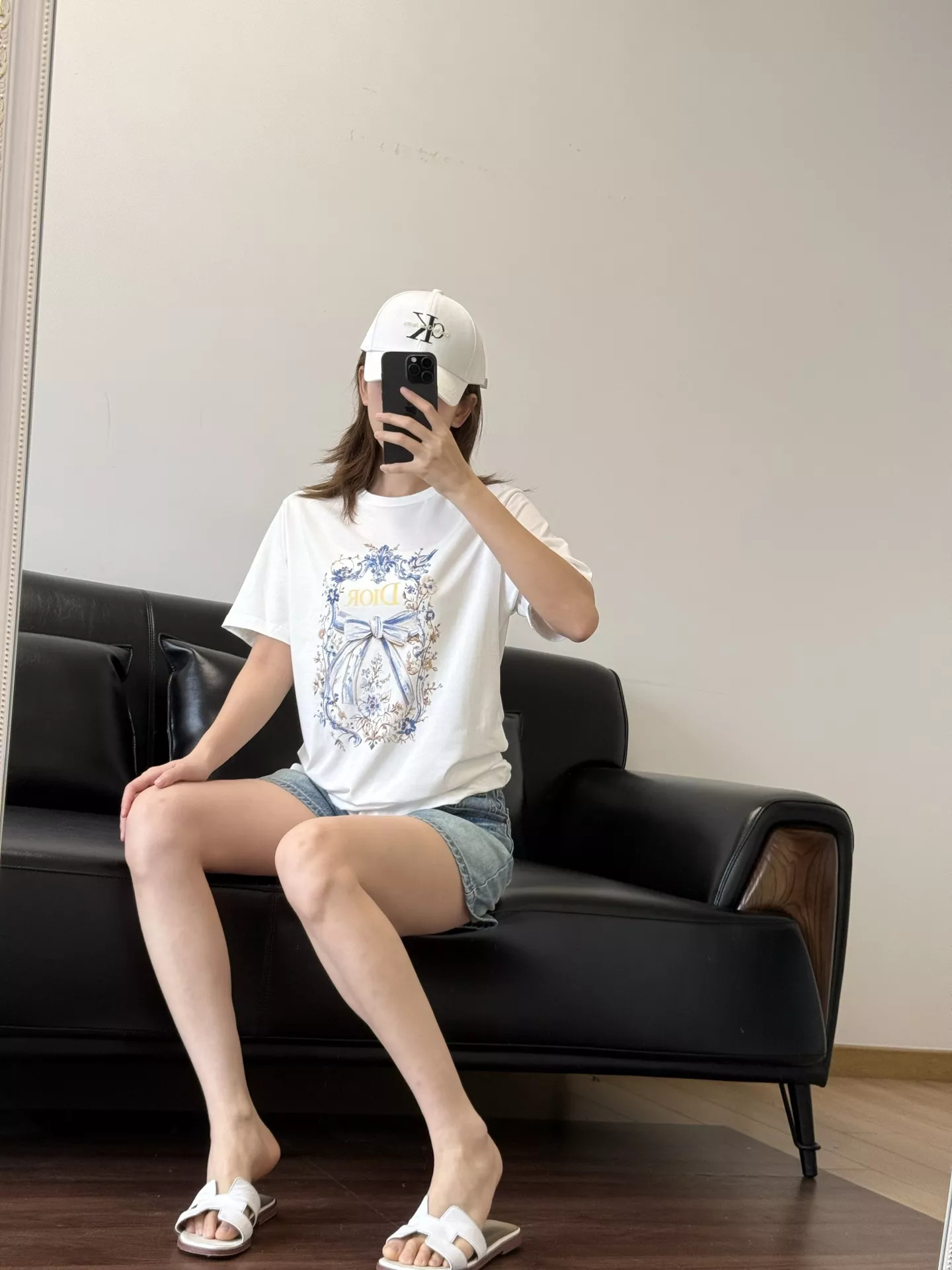 디올 버터플라이 프린트 코튼 반팔 탑 상세 이미지 32
