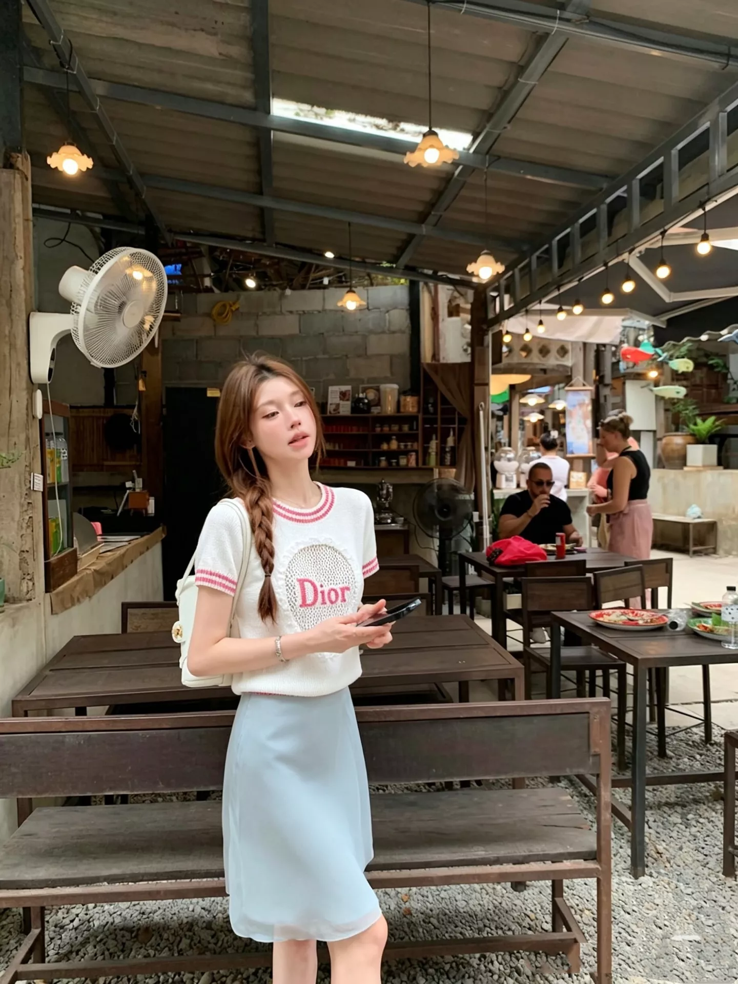 디올 리본 장식 포인트 반소매 니트 상세 이미지 28
