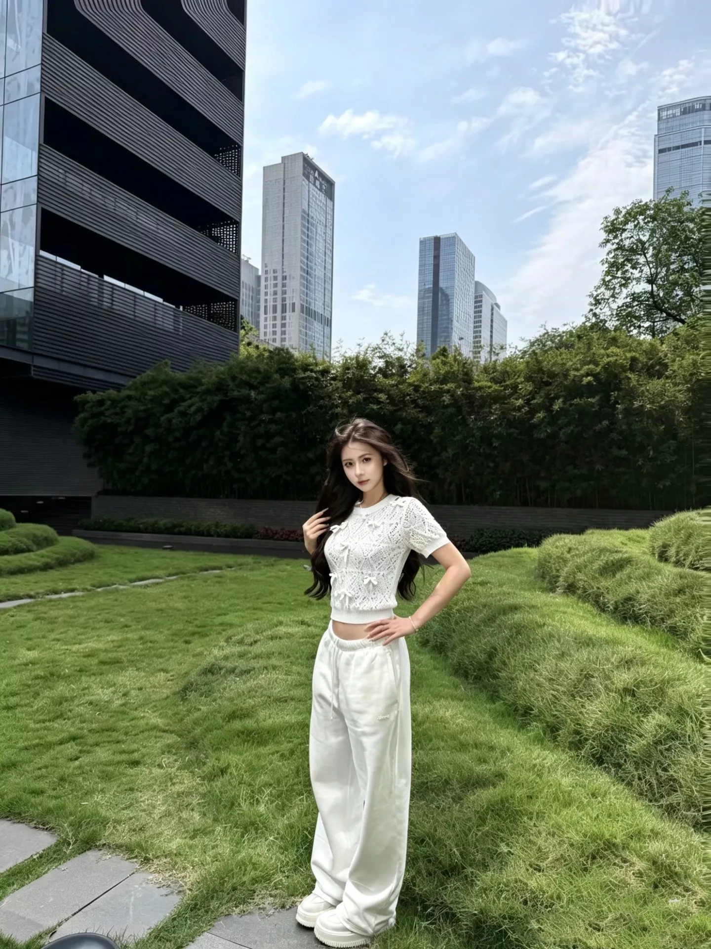 디올 리본 장식 포인트 반소매 니트 상세 이미지 11