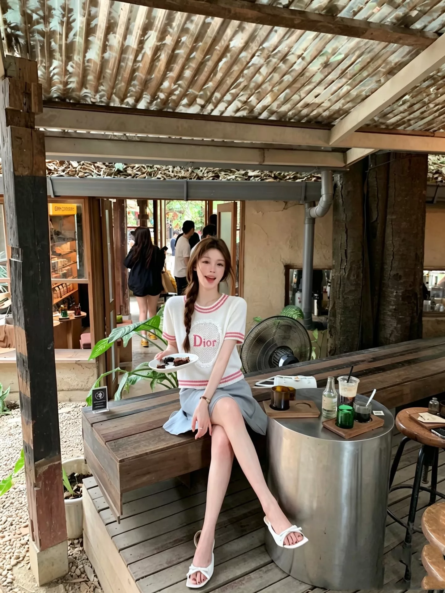 디올 리본 장식 포인트 반소매 니트 상세 이미지 31