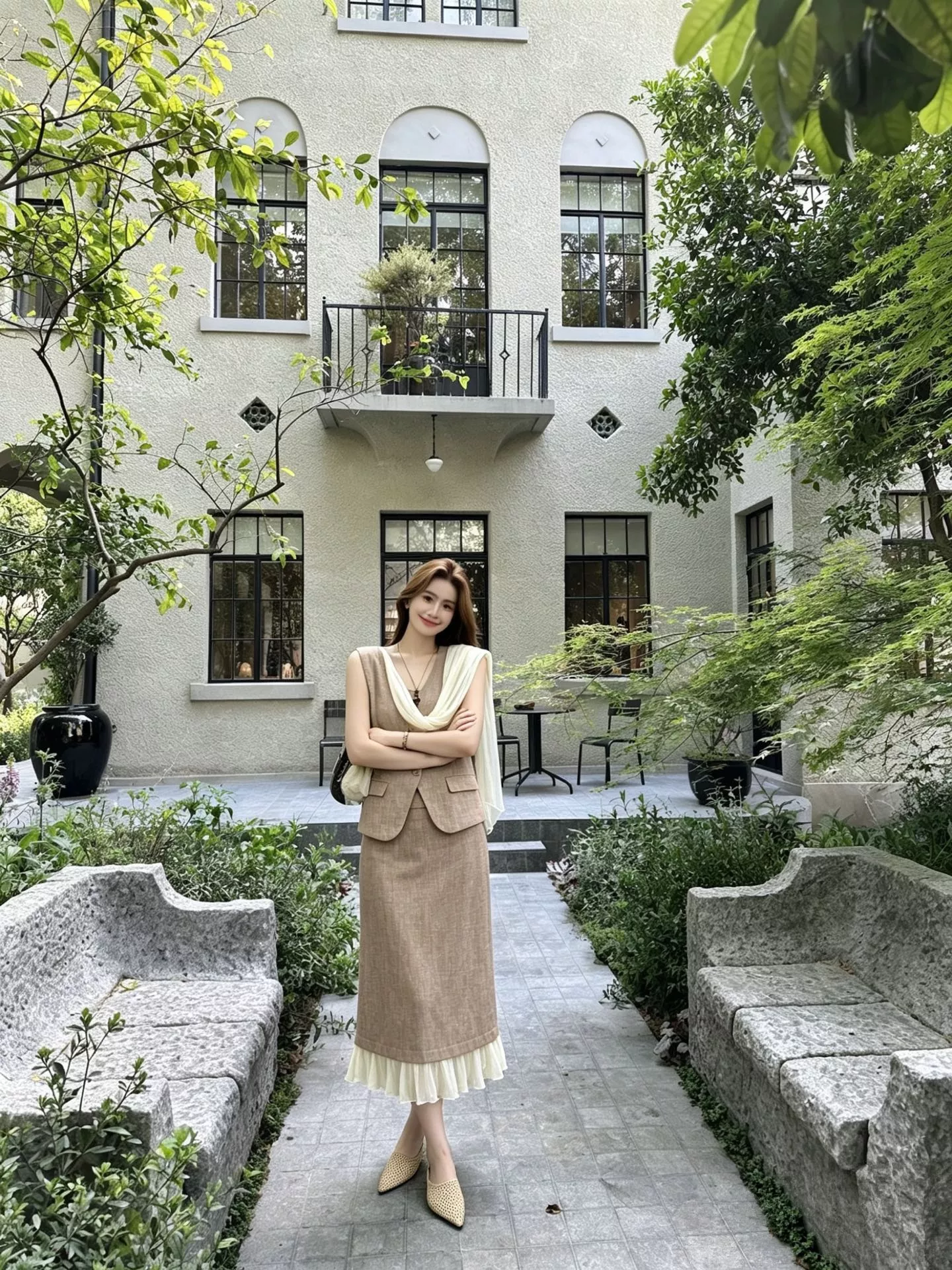 로로피아나 린넨 질감 베스트 스커트 셋업 상세 이미지 18