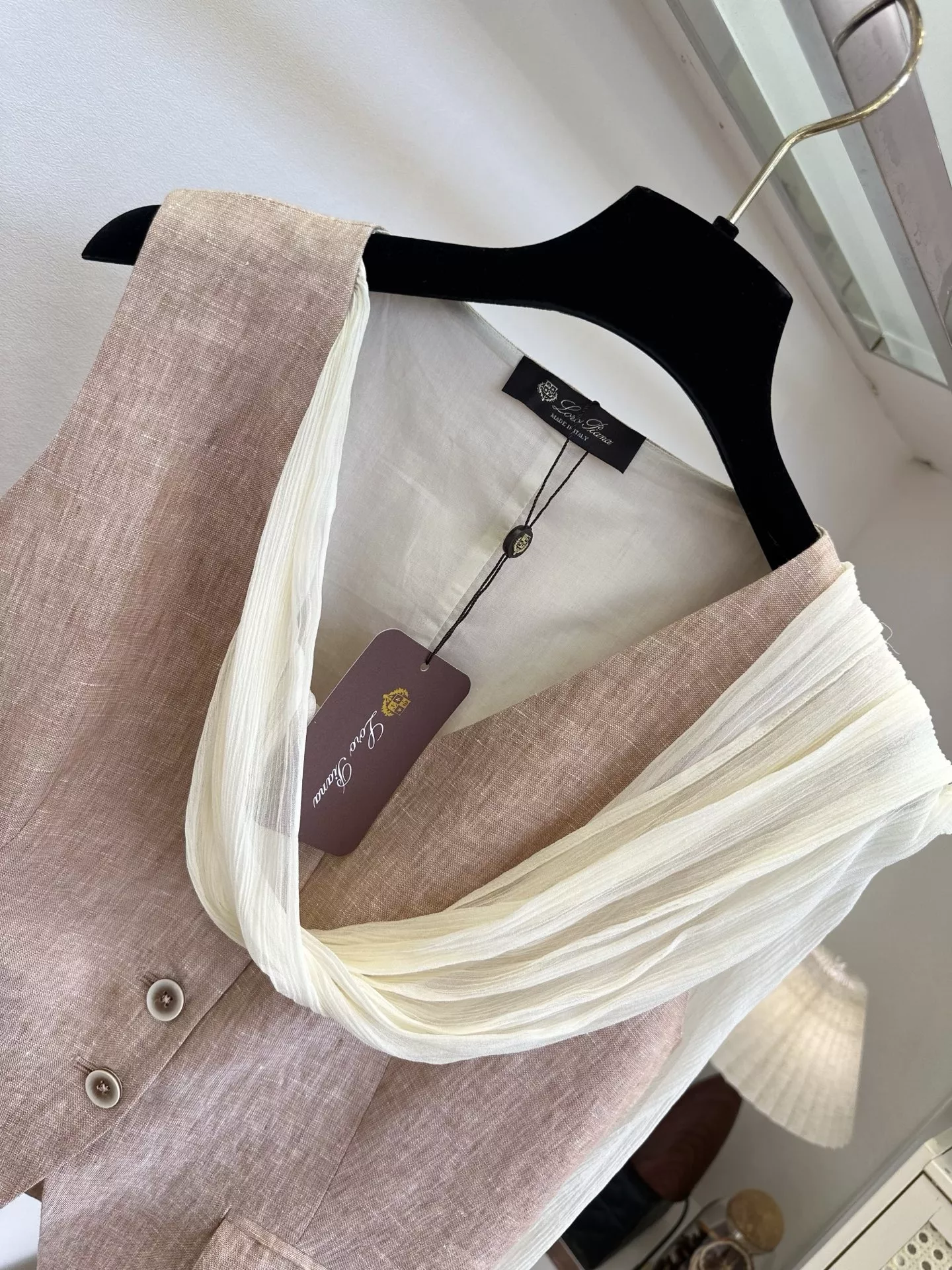 로로피아나 린넨 질감 베스트 스커트 셋업 상세 이미지 5