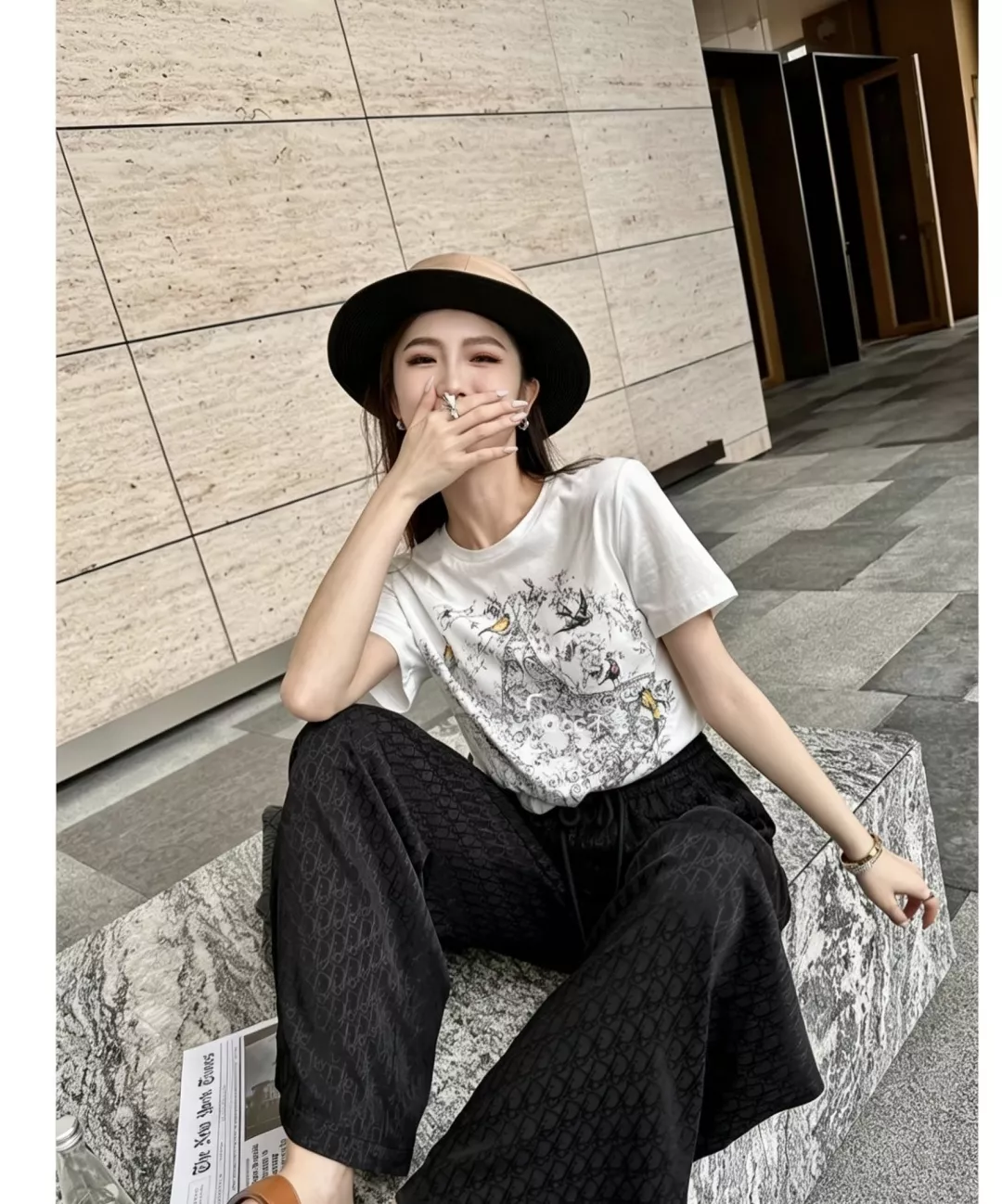 디올 자카드 와이드 밴딩 팬츠 상세 이미지 35