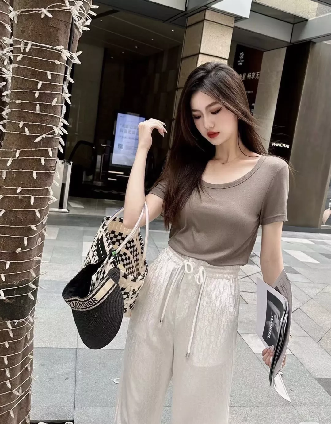디올 자카드 와이드 밴딩 팬츠 상세 이미지 13