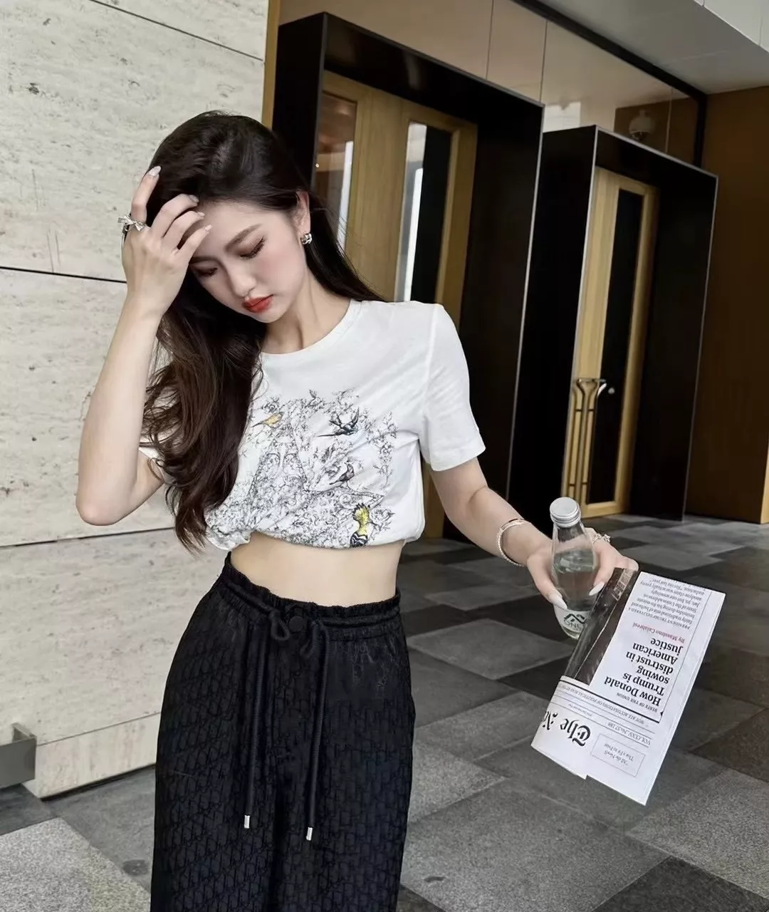 디올 자카드 와이드 밴딩 팬츠 상세 이미지 29
