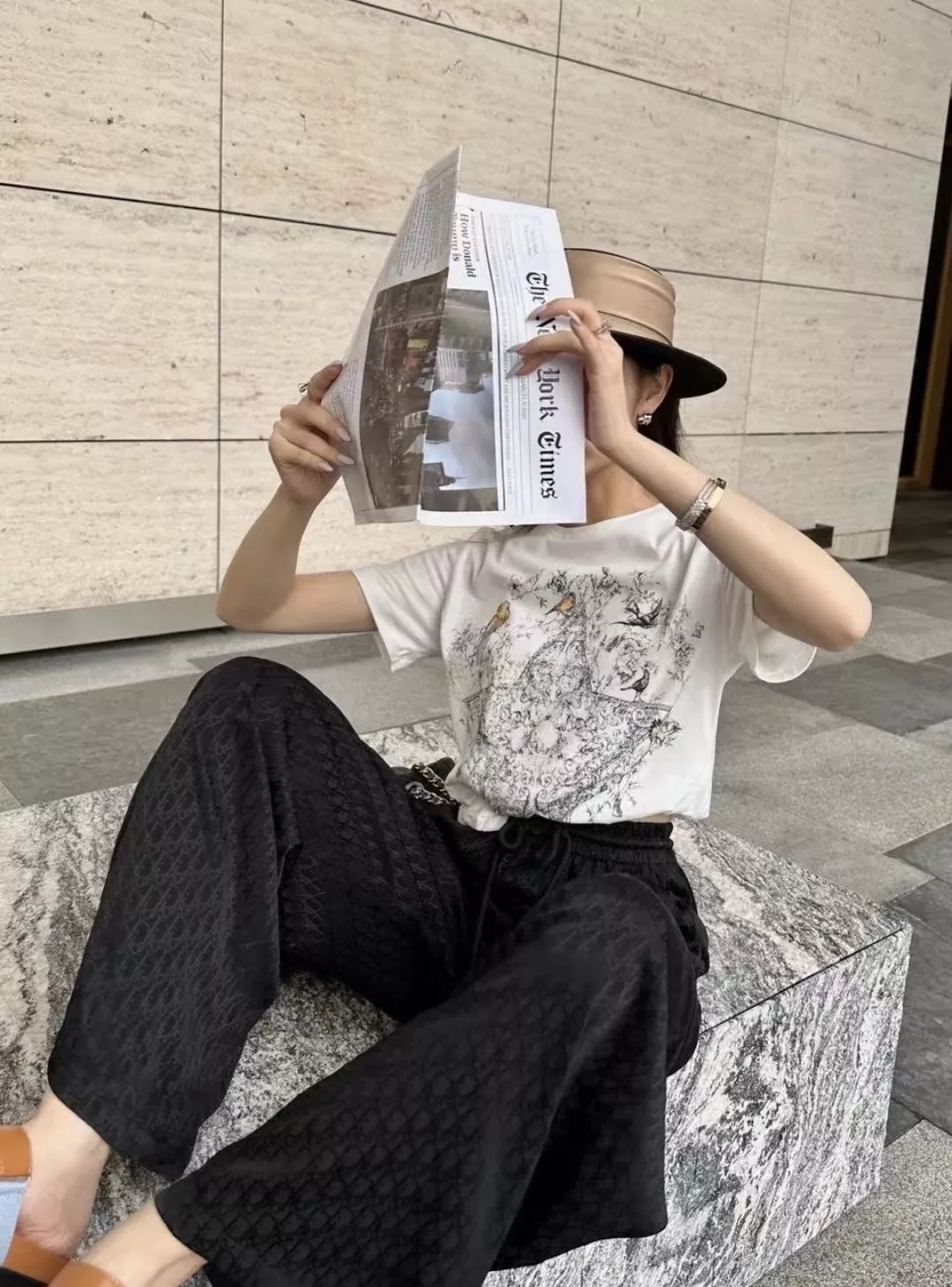 디올 자카드 와이드 밴딩 팬츠 상세 이미지 31