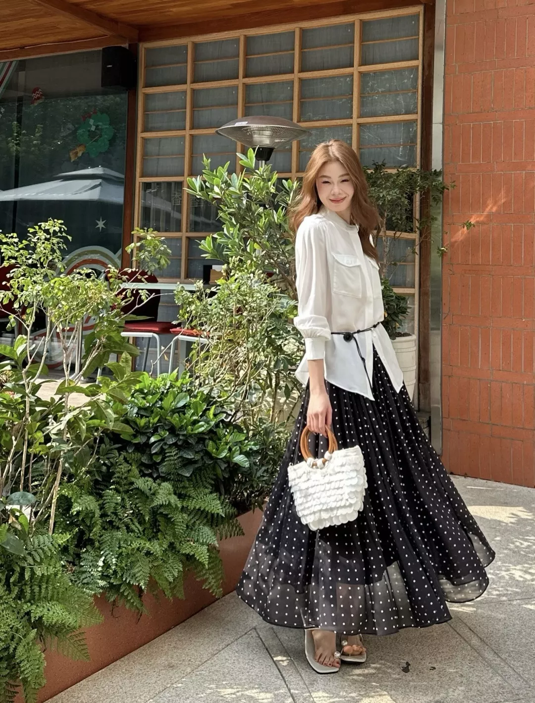 입생로랑 도트 패턴 쉬폰 플리츠 스커트 상세 이미지 25