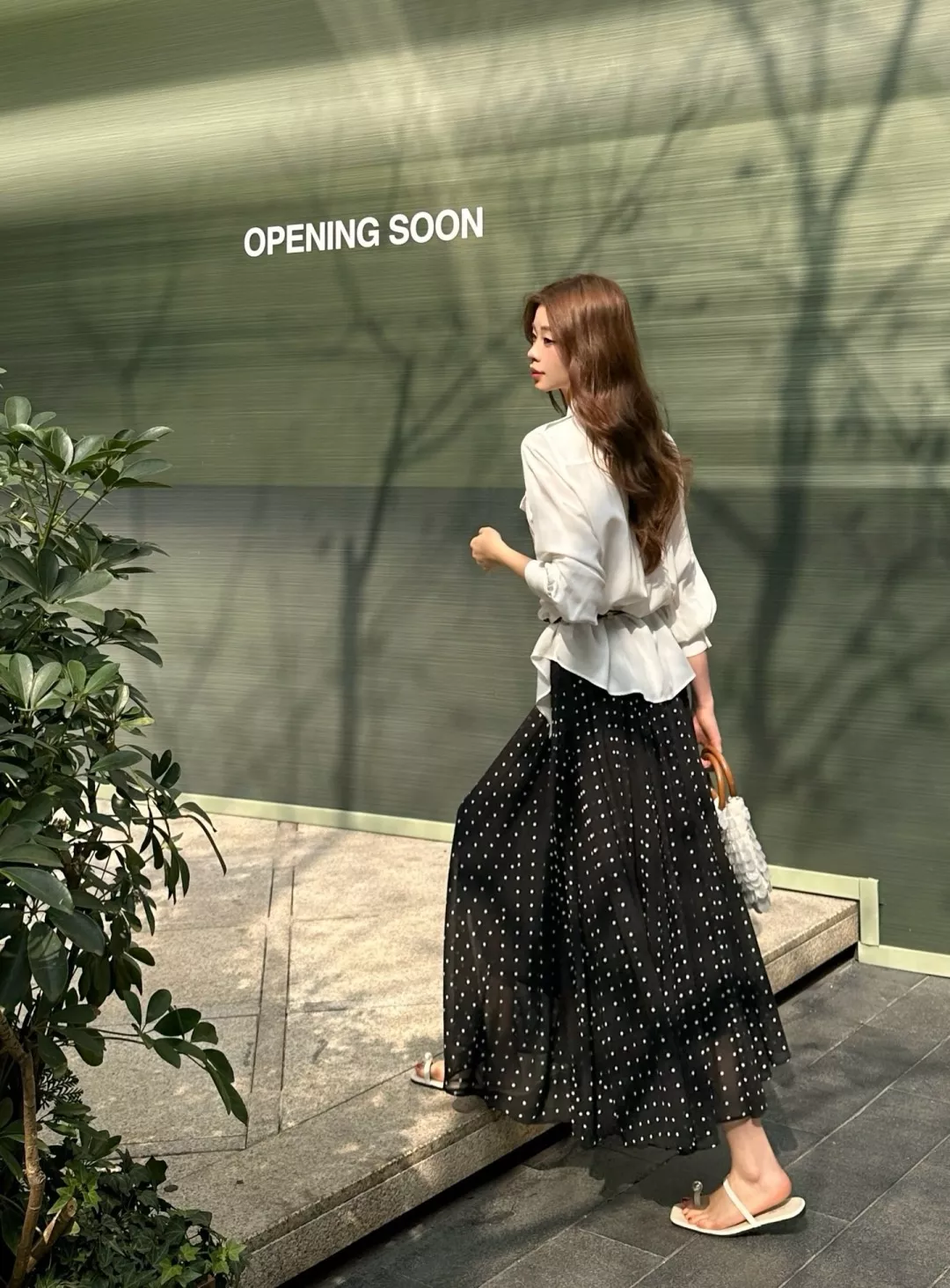 입생로랑 도트 패턴 쉬폰 플리츠 스커트 상세 이미지 26