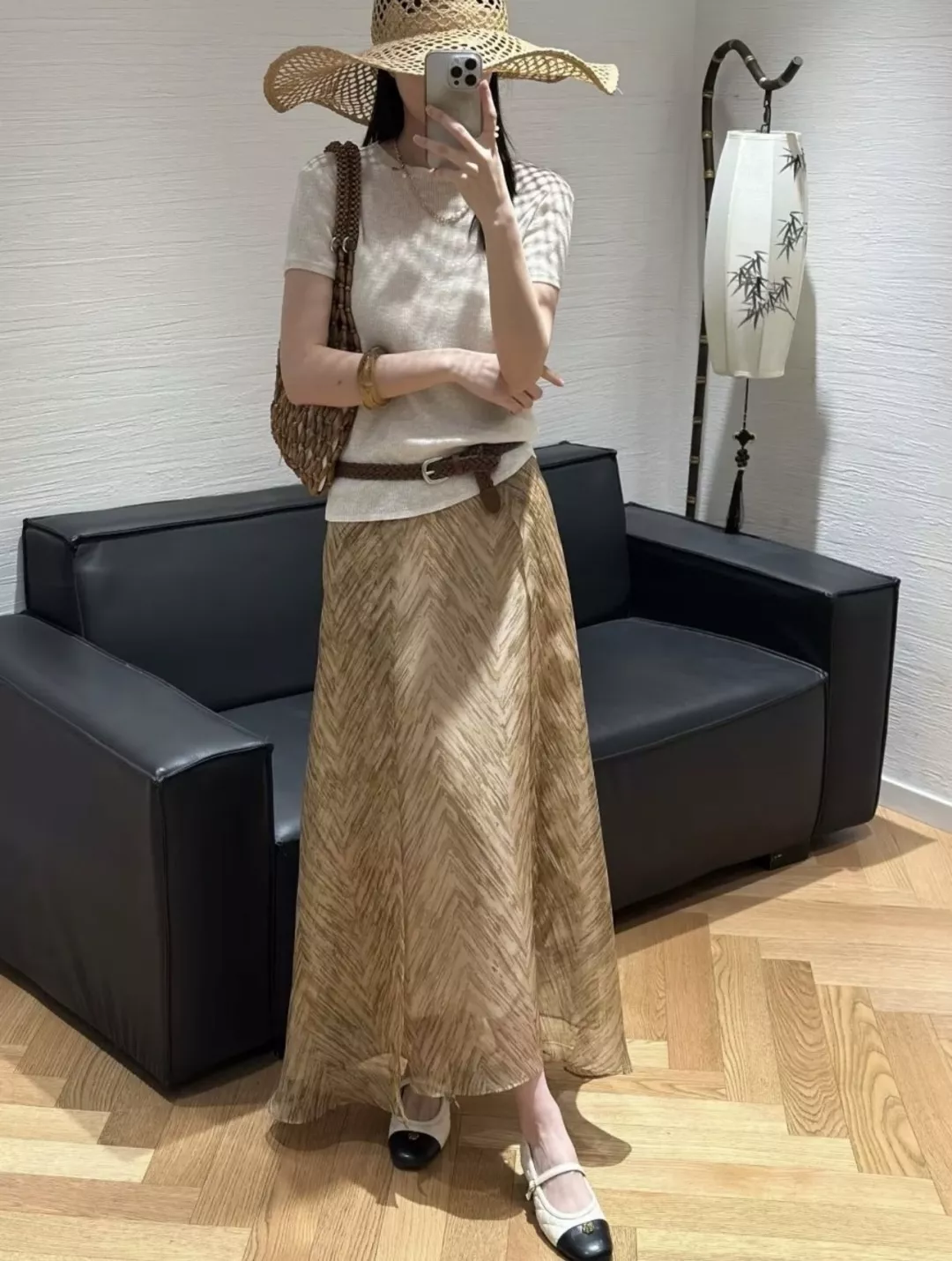 브루넬로쿠치넬리 헤링본 패턴 벨트 스커트 상세 이미지 12