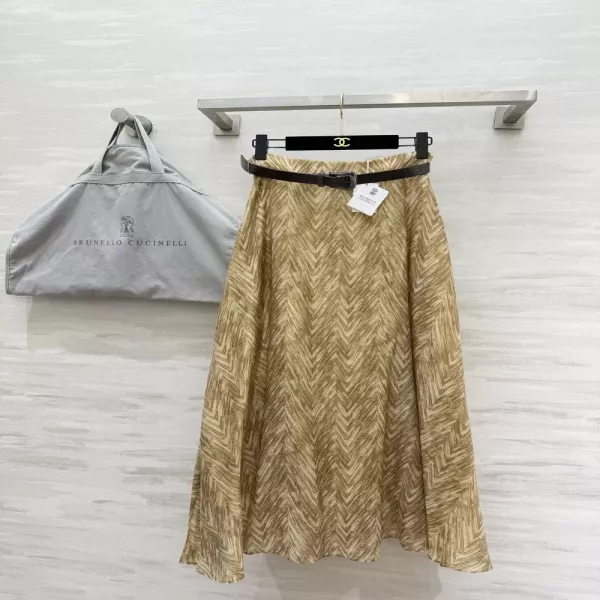 브루넬로쿠치넬리 헤링본 패턴 벨트 스커트