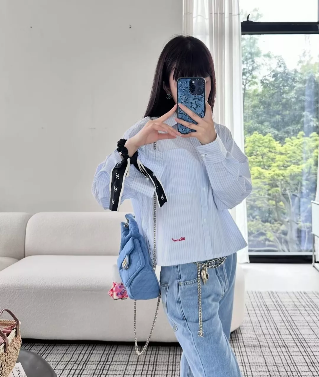 샤넬 스트라이프 자수 포인트 셔츠 상세 이미지 12