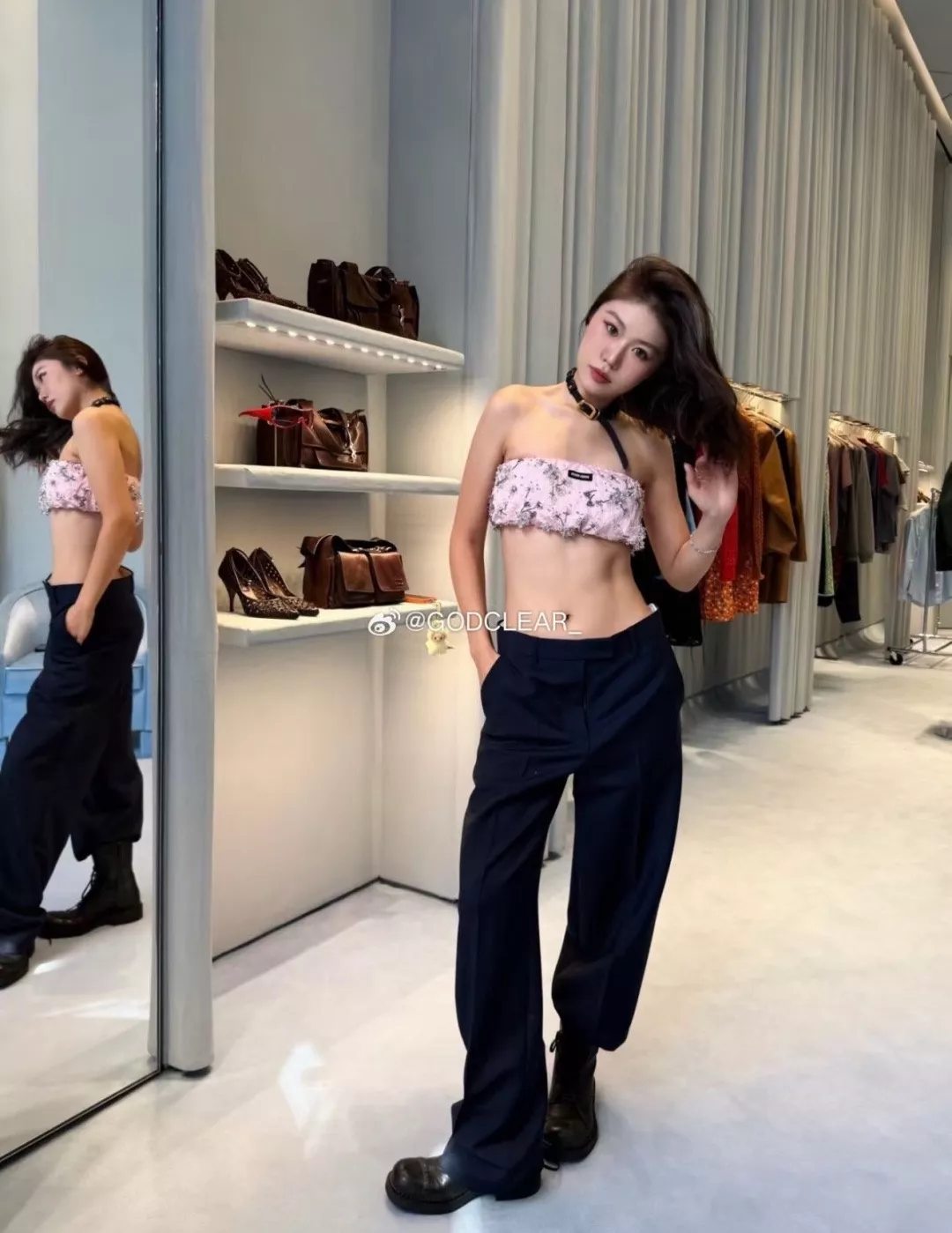 미우미우 플라워 비즈 장식 밴딩 탑 상세 이미지 6