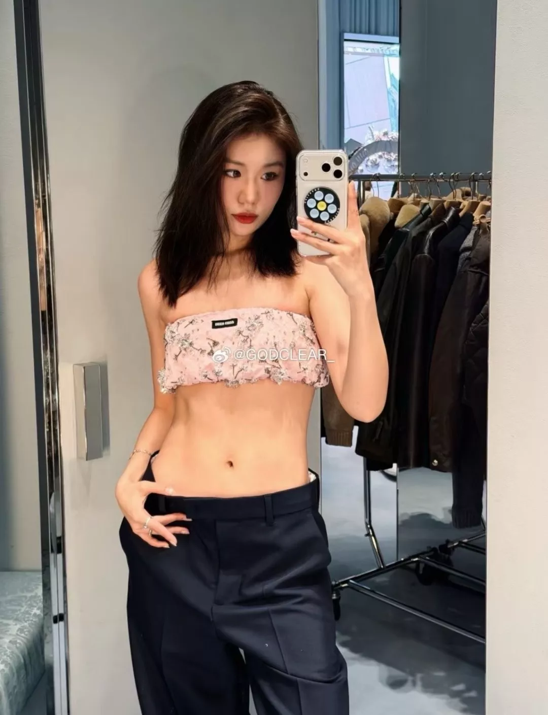 미우미우 플라워 비즈 장식 밴딩 탑 상세 이미지 7
