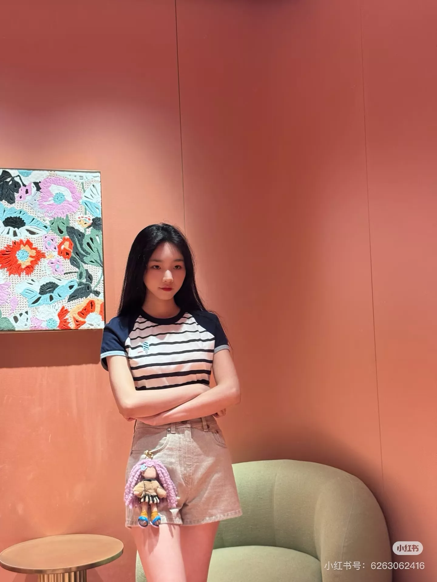 펜디 자수 포인트 크롭 스트라이프 탑 상세 이미지 5