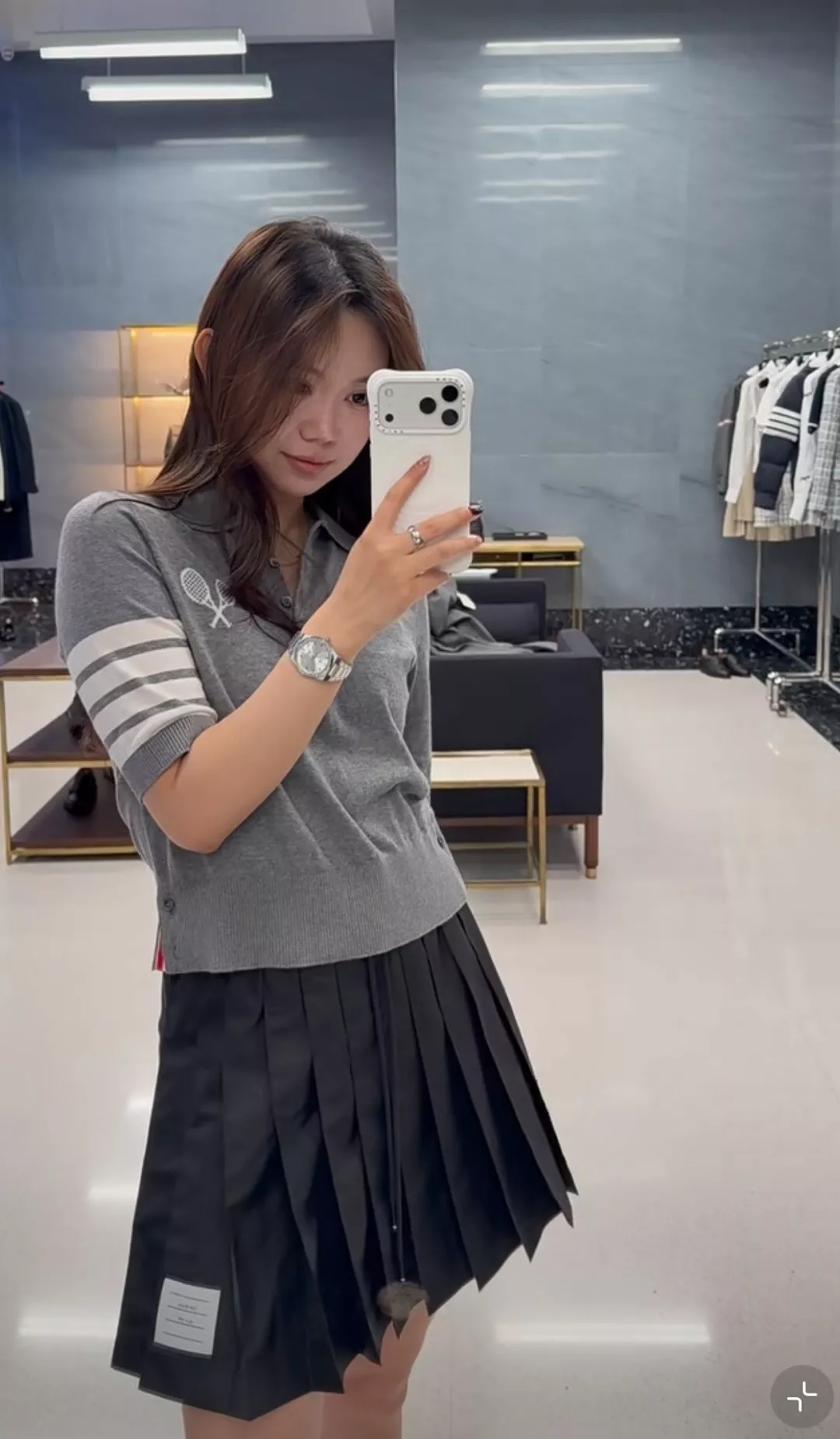 톰브라운 나일론 플리츠 스트링 스커트 상세 이미지 9