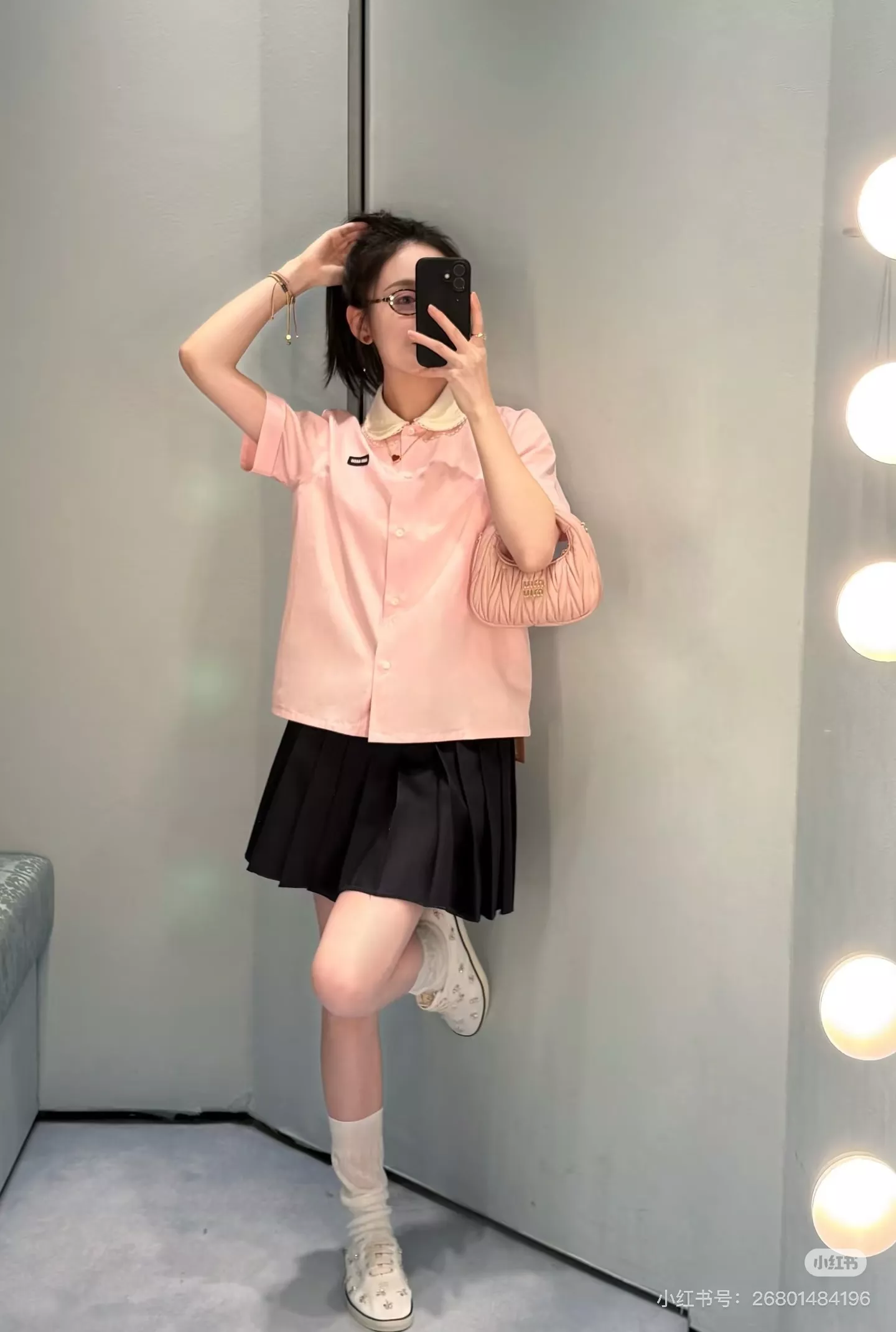 미우미우 탈부착 레이스 칼라 코튼 셔츠 상세 이미지 2