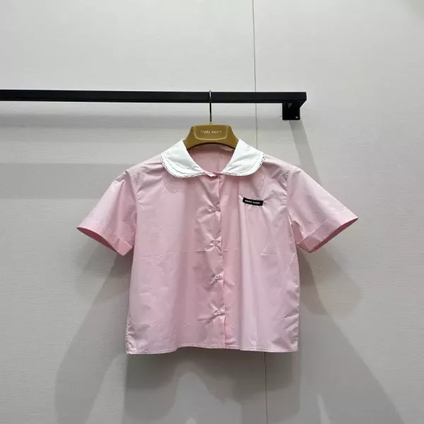 미우미우 탈부착 레이스 칼라 코튼 셔츠