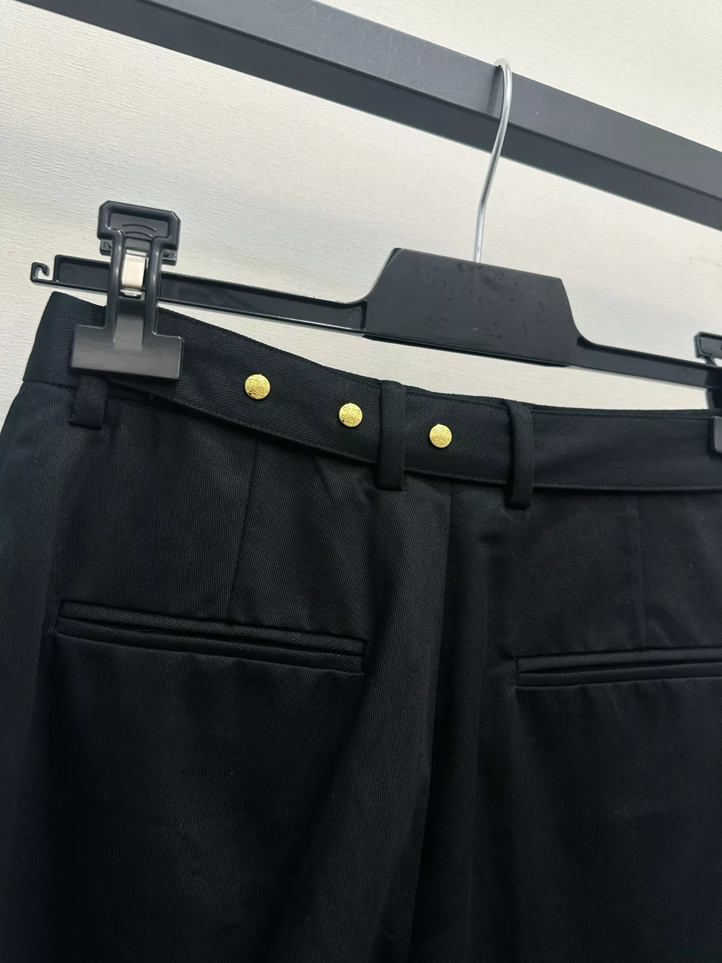 셀린느 로고 포인트 와이드 울 팬츠 상세 이미지 9